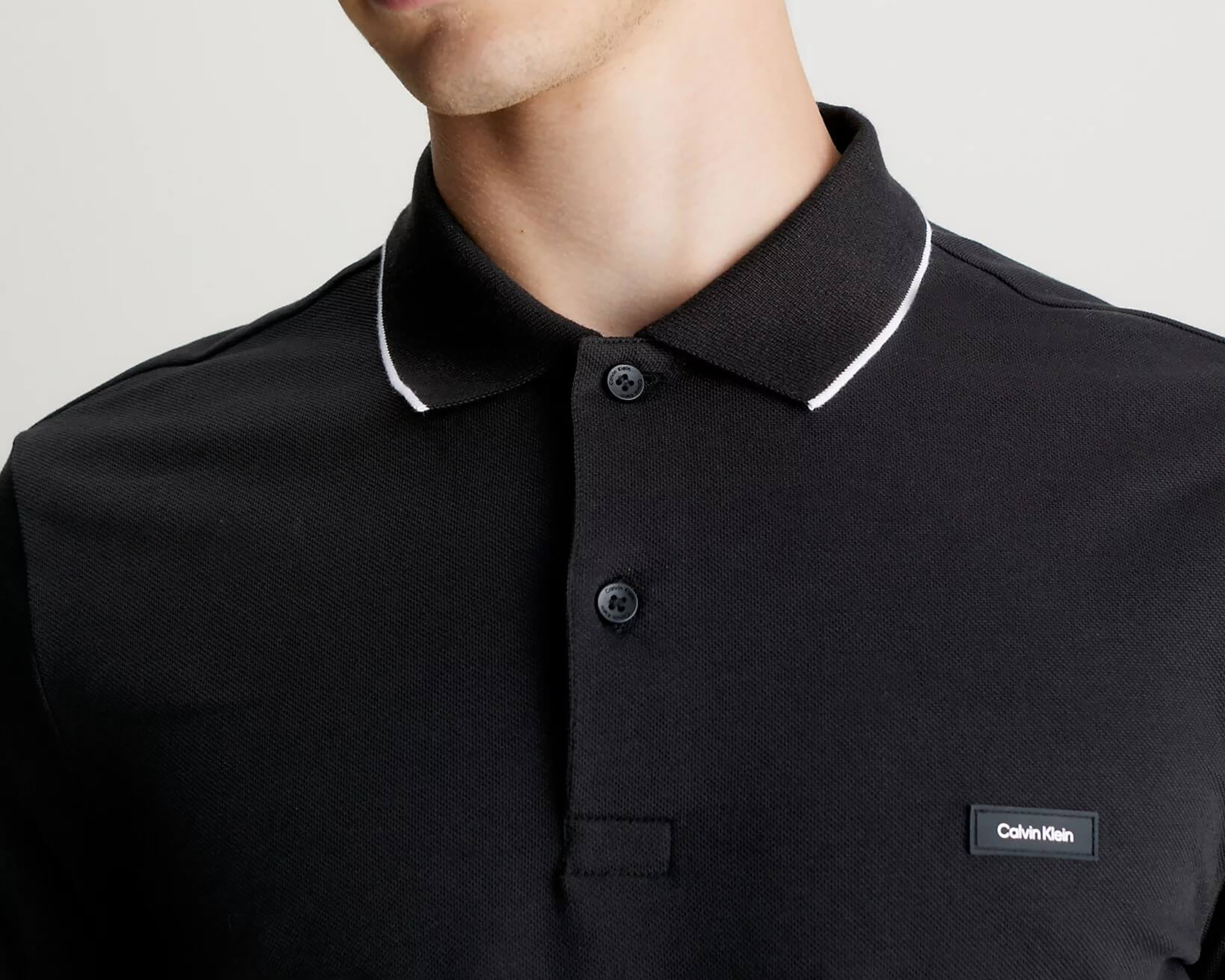 Foto 4 | Foto 4 | Playera Polo Calvin Klein Manga Larga Negra para Hombre