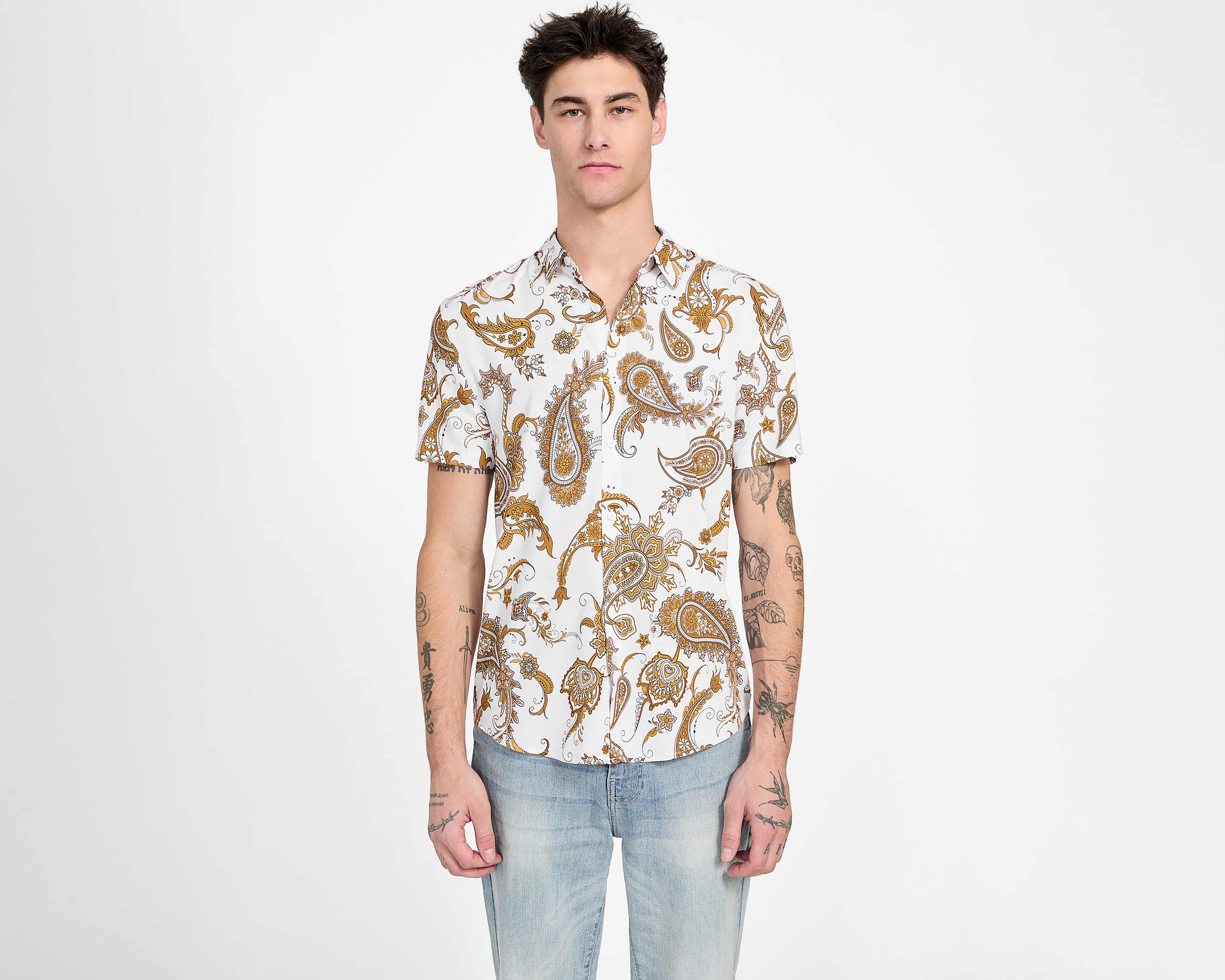 Foto 2 pulgar | Foto 1 | Camisa Casual Guess Regular Fit Estampado para Hombre