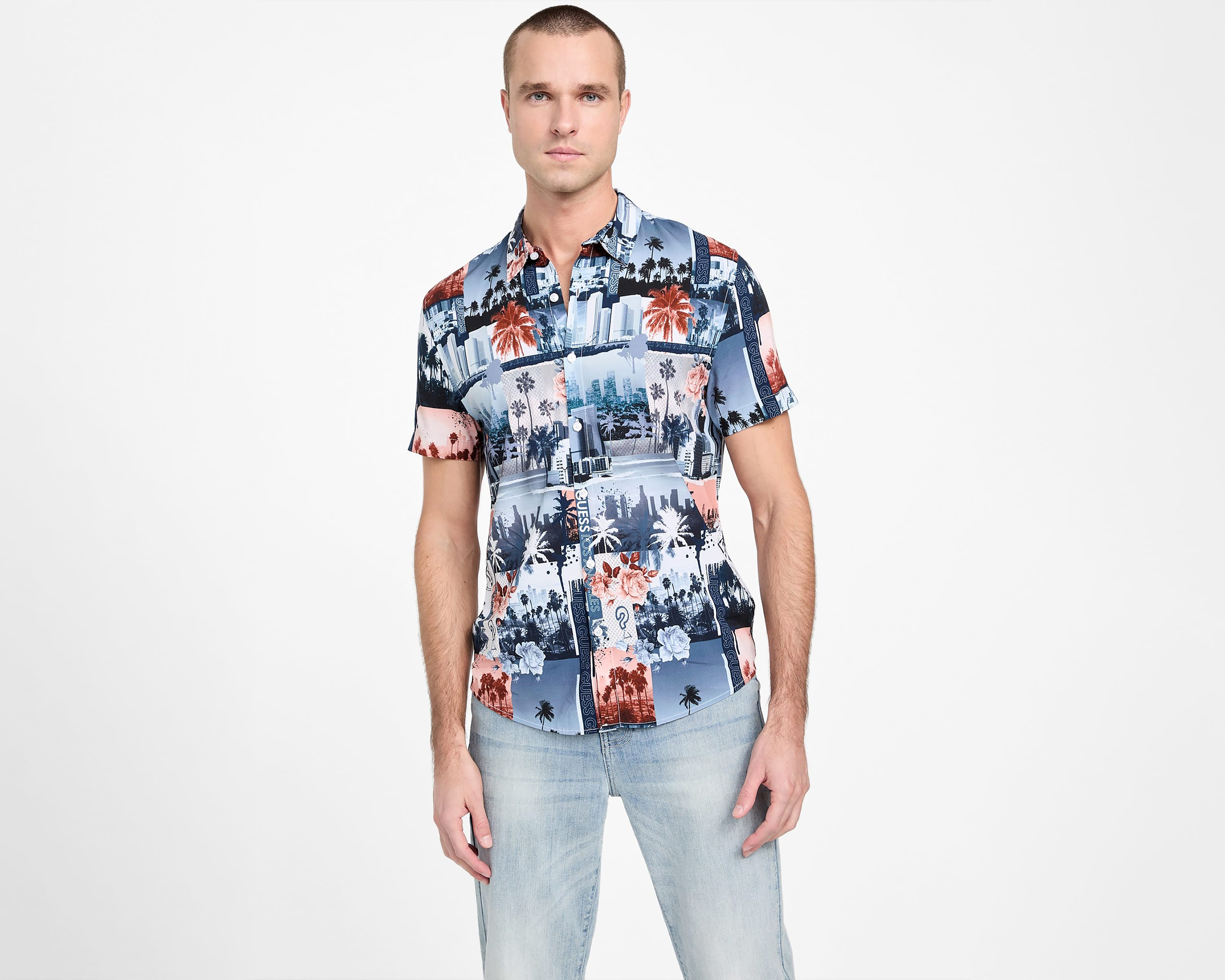 Foto 1 | Foto 1 | Camisa Casual Guess Regular Fit Estampado para Hombre