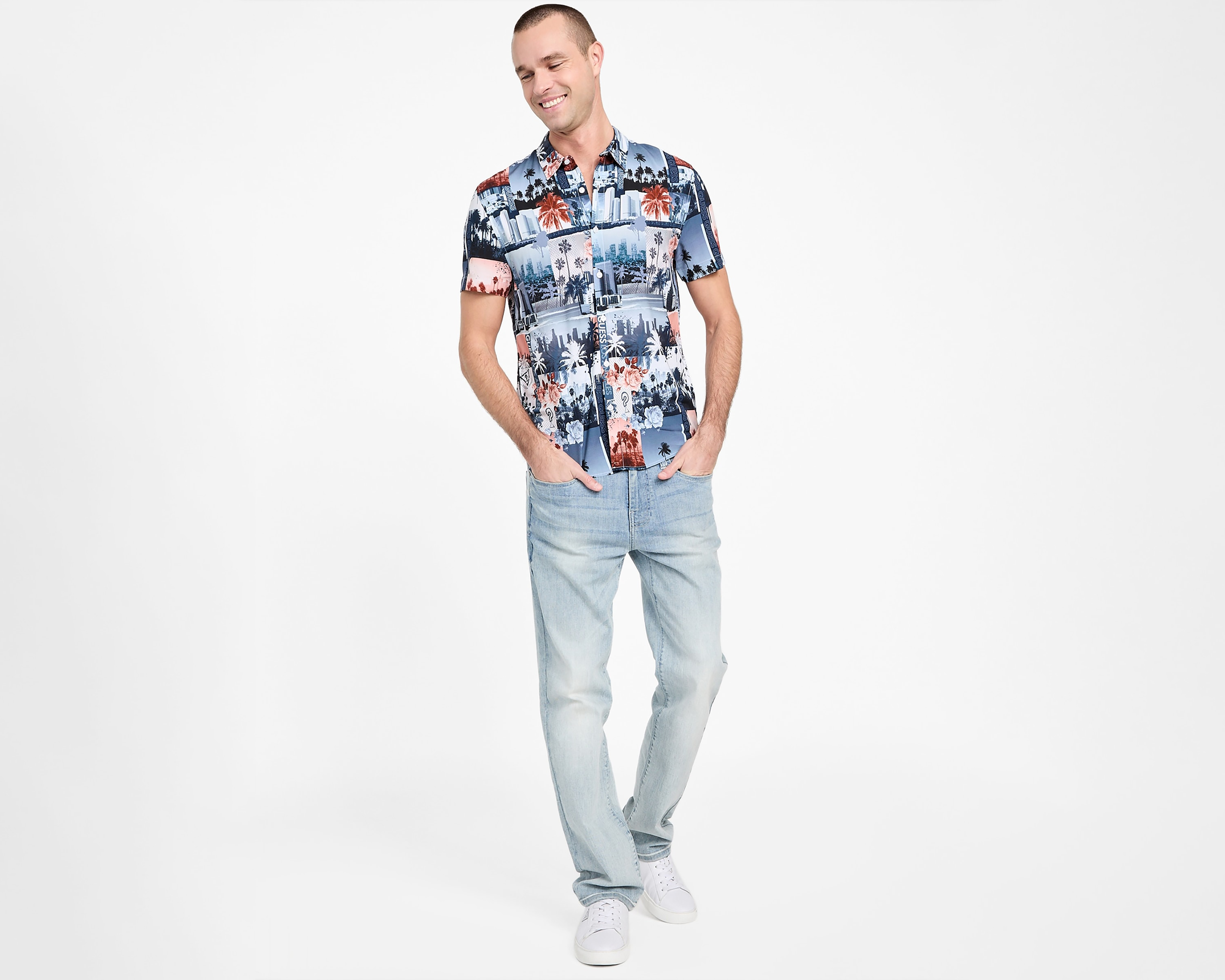 Foto 3 pulgar | Foto 2 | Camisa Casual Guess Regular Fit Estampado para Hombre