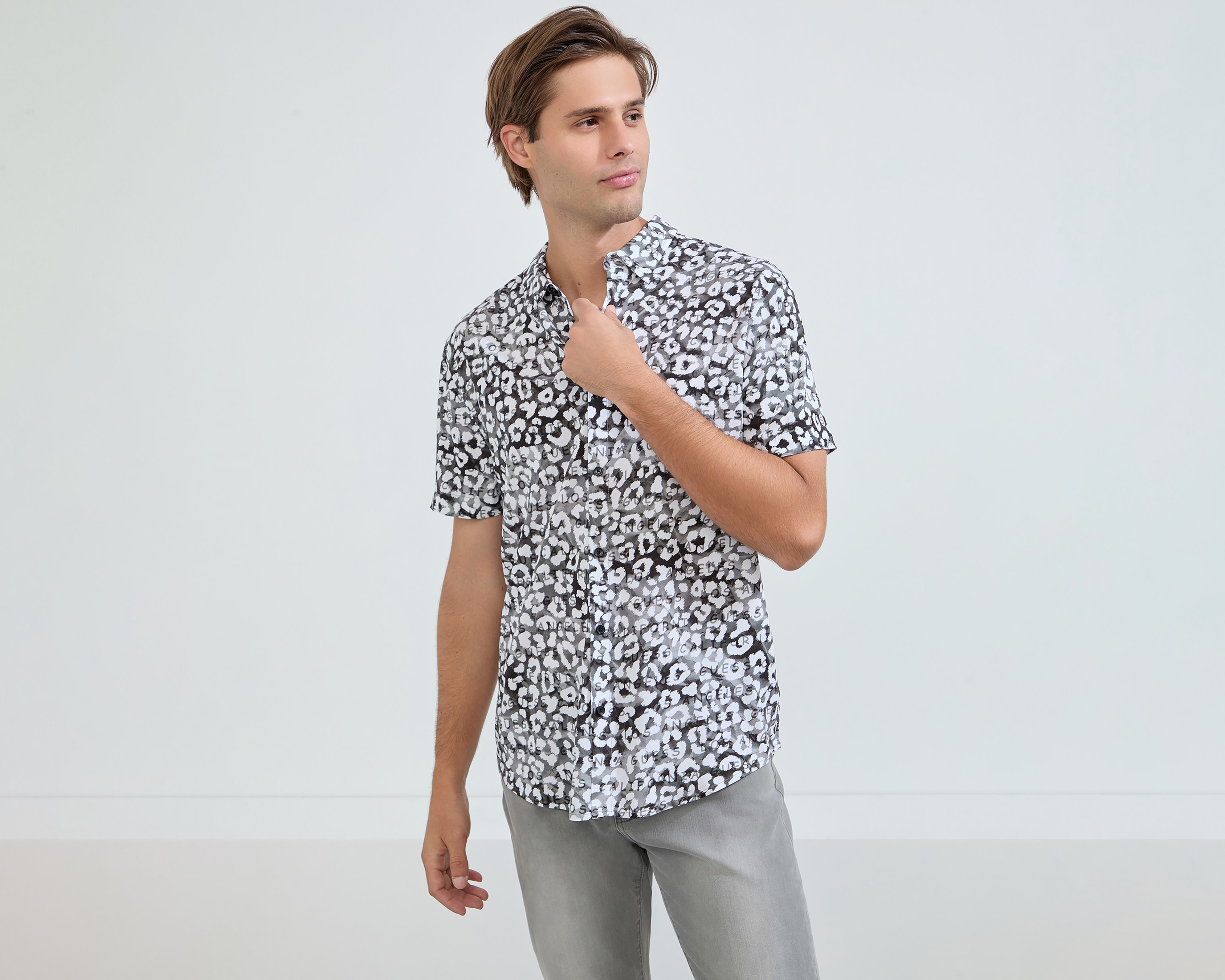 Foto 5 | Foto 5 | Camisa Casual Guess Regular Fit Estampado para Hombre