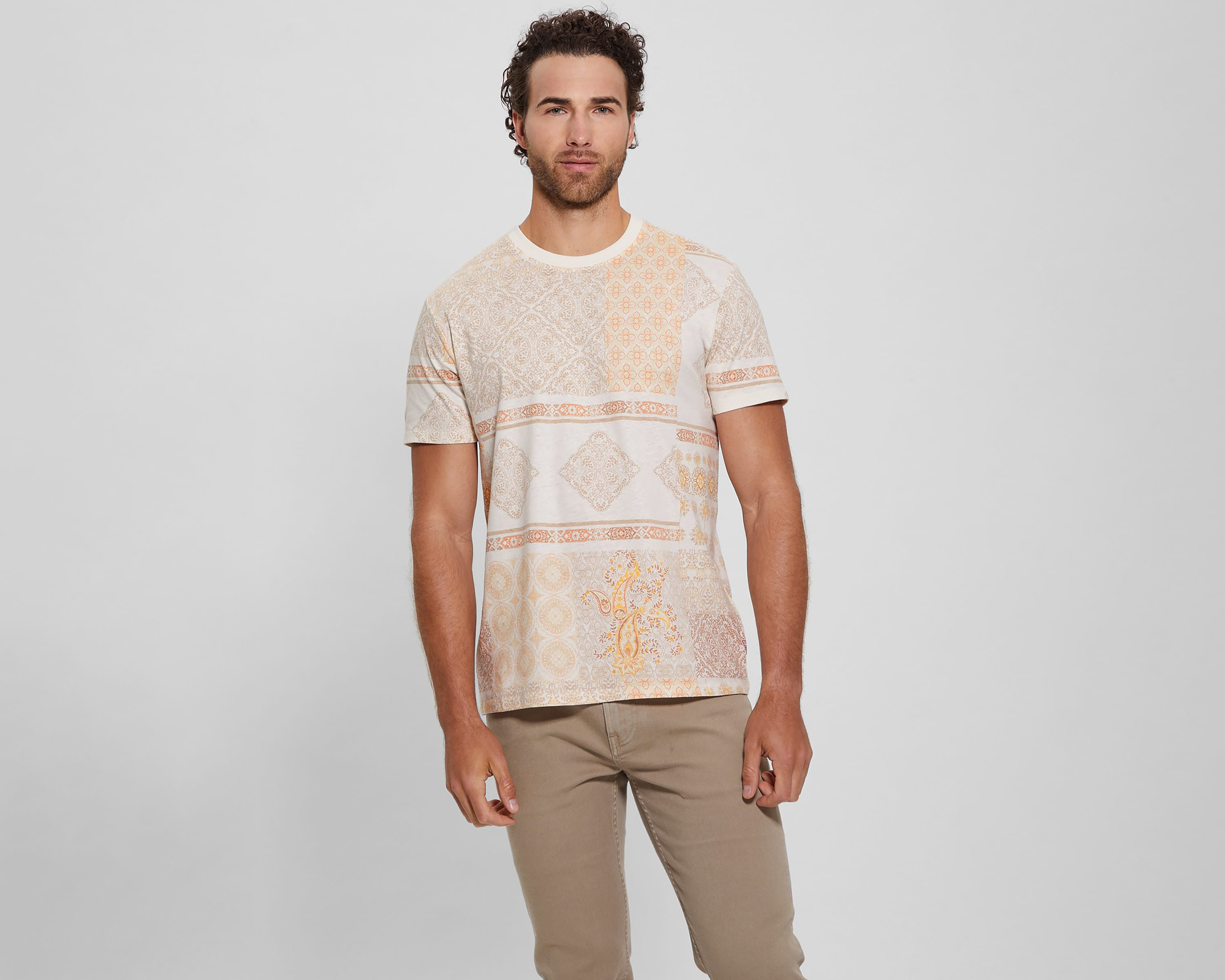 Playera de Cuello Redondo Blanca Guess para Hombre