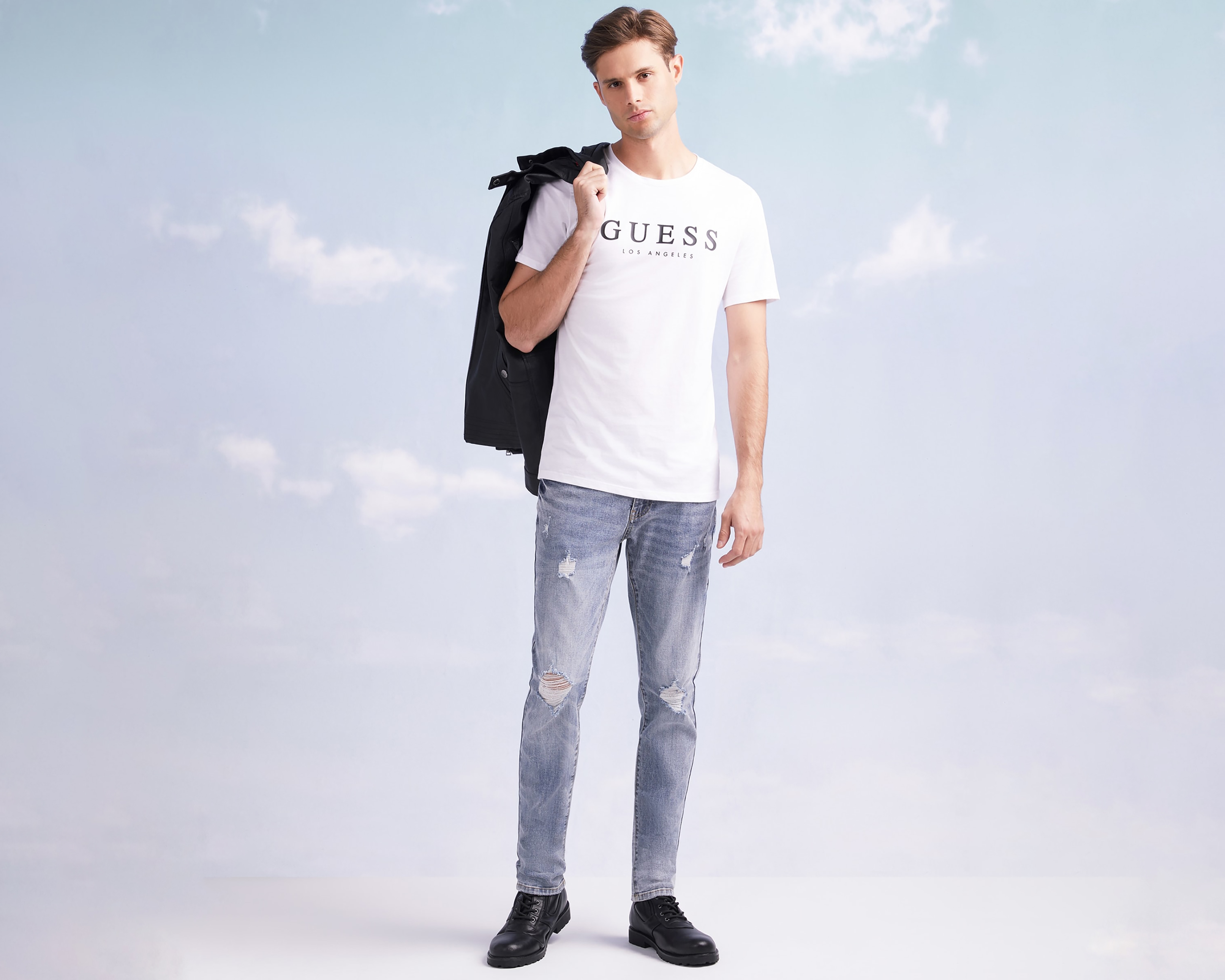 Foto 5 | Foto 5 | Playera de Cuello Redondo Blanca Guess para Hombre