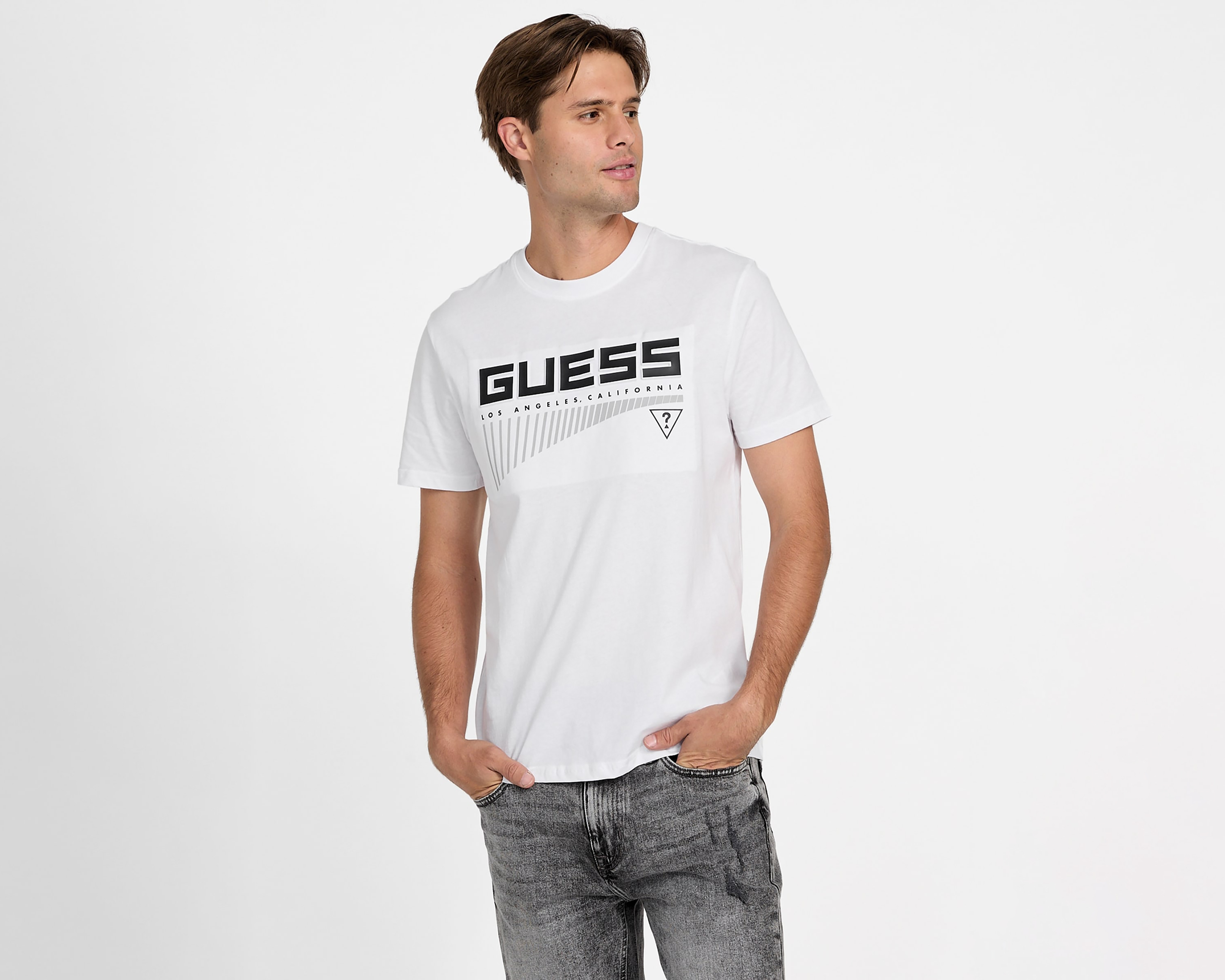 Foto 1 | Foto 1 | Playera de Cuello Redondo Blanca Guess para Hombre