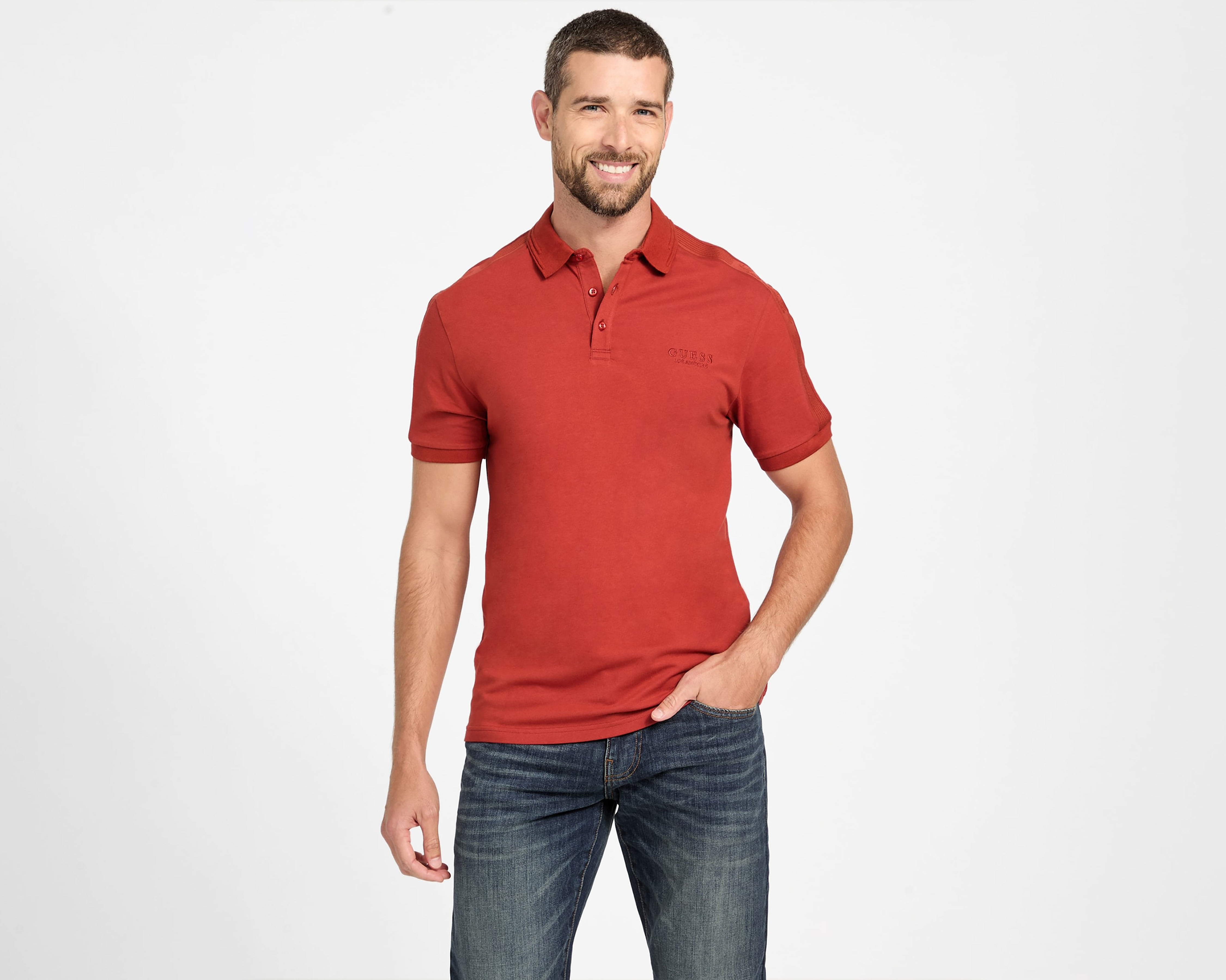 Foto 1 | Foto 1 | Playera Polo Guess Roja para Hombre