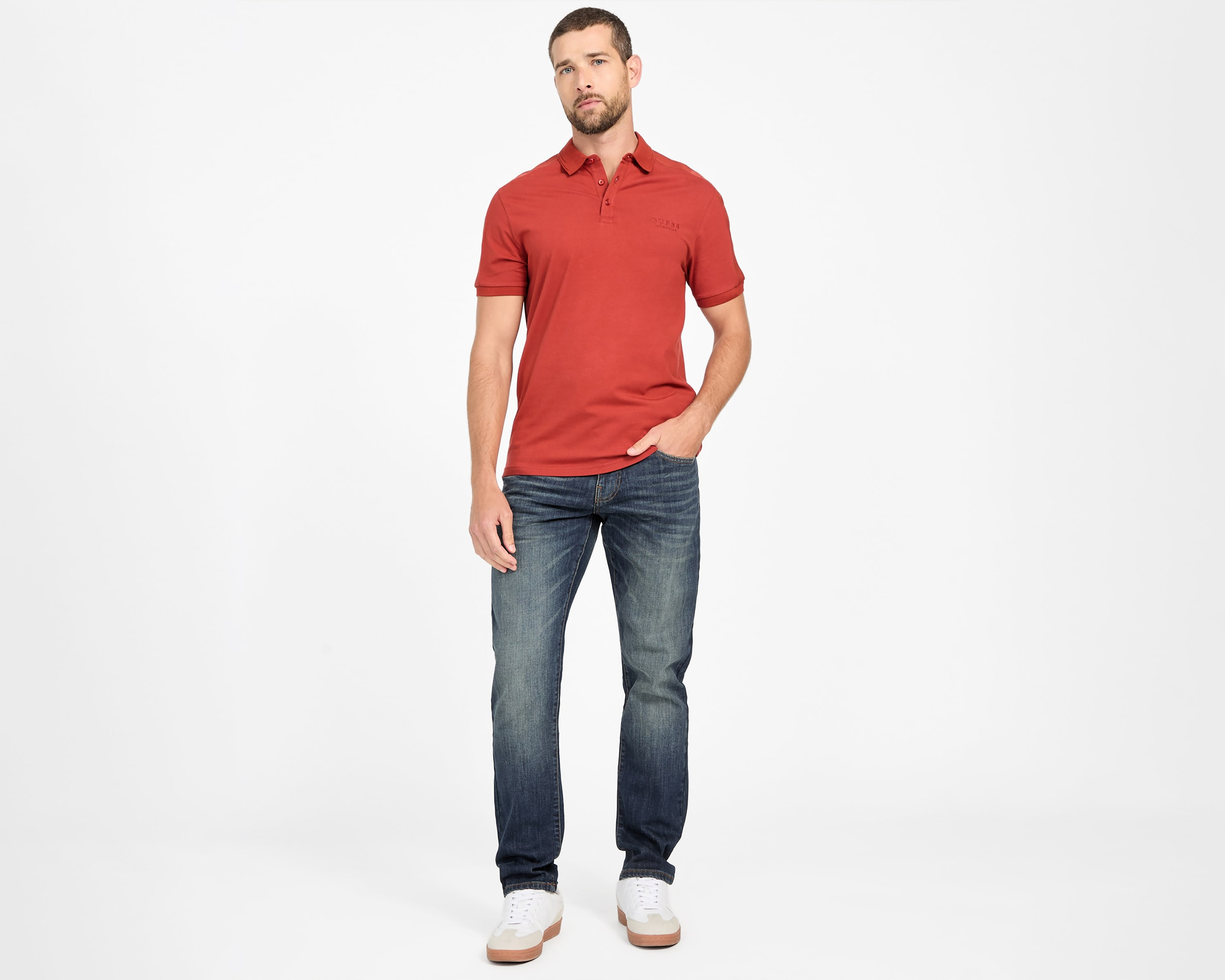 Foto 2 | Foto 2 | Playera Polo Guess Roja para Hombre