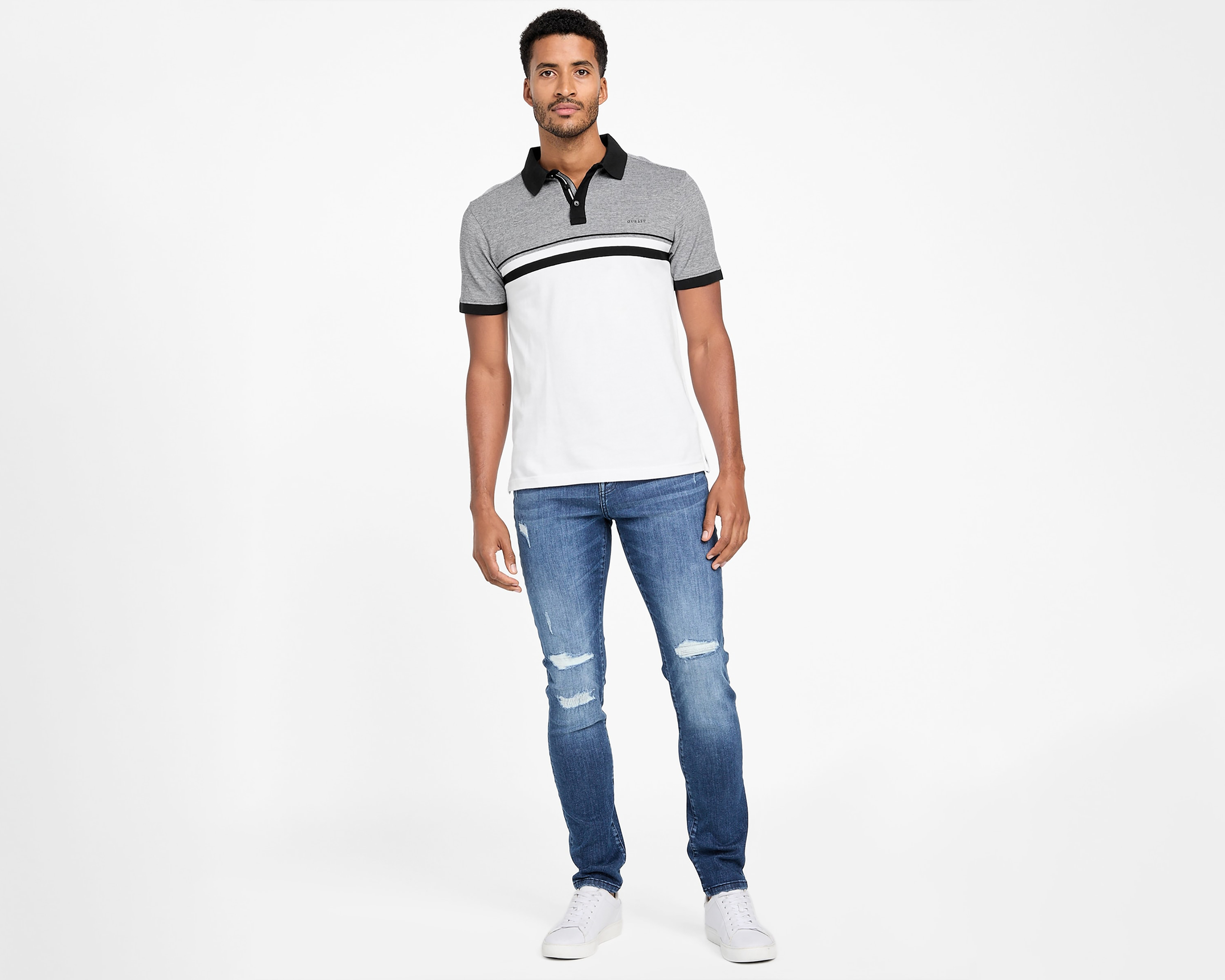 Foto 2 | Foto 2 | Playera Polo Guess Blanca para Hombre