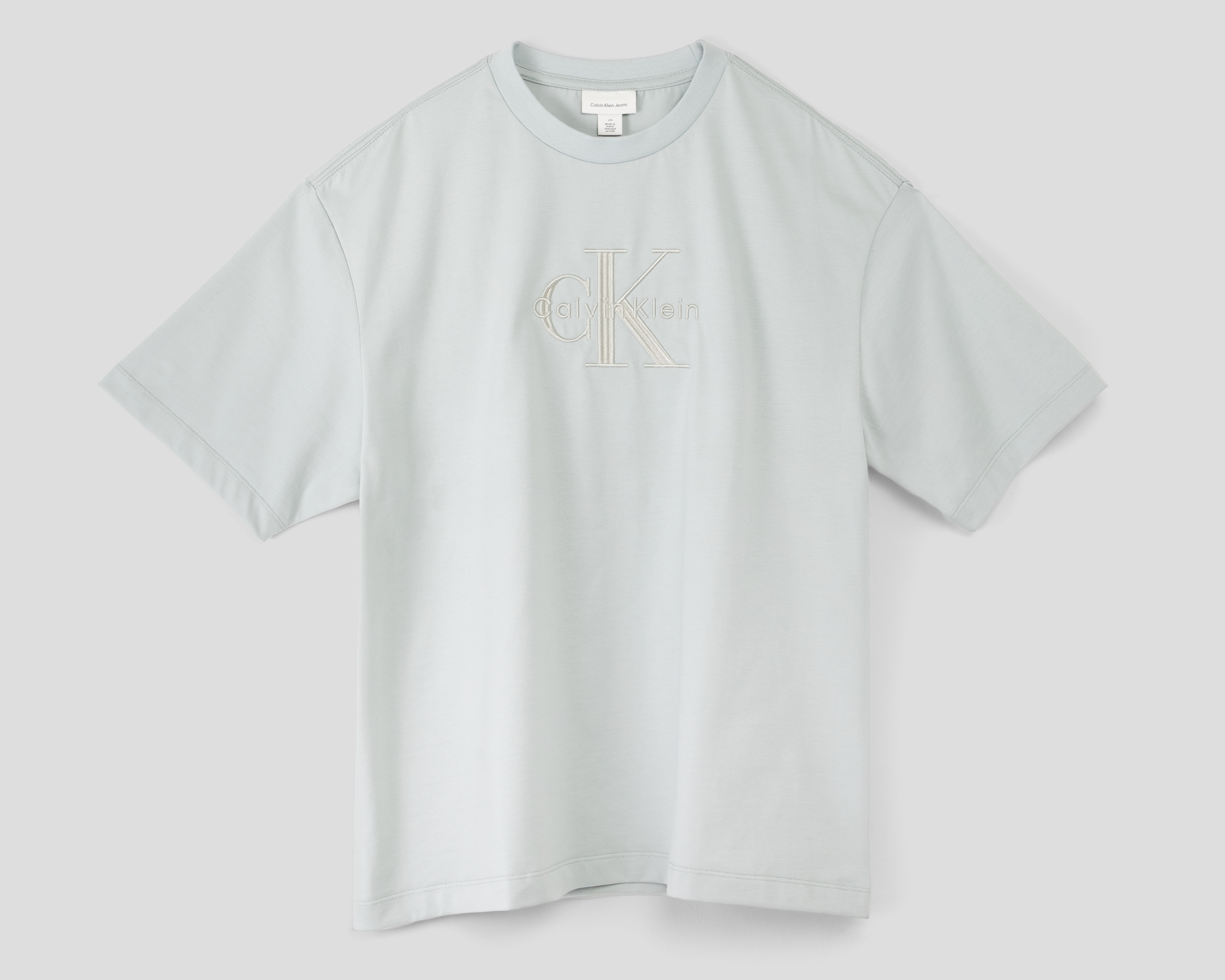 Foto 2 pulgar | Foto 1 | Playera de Cuello Redondo Gris Calvin Klein para Hombre