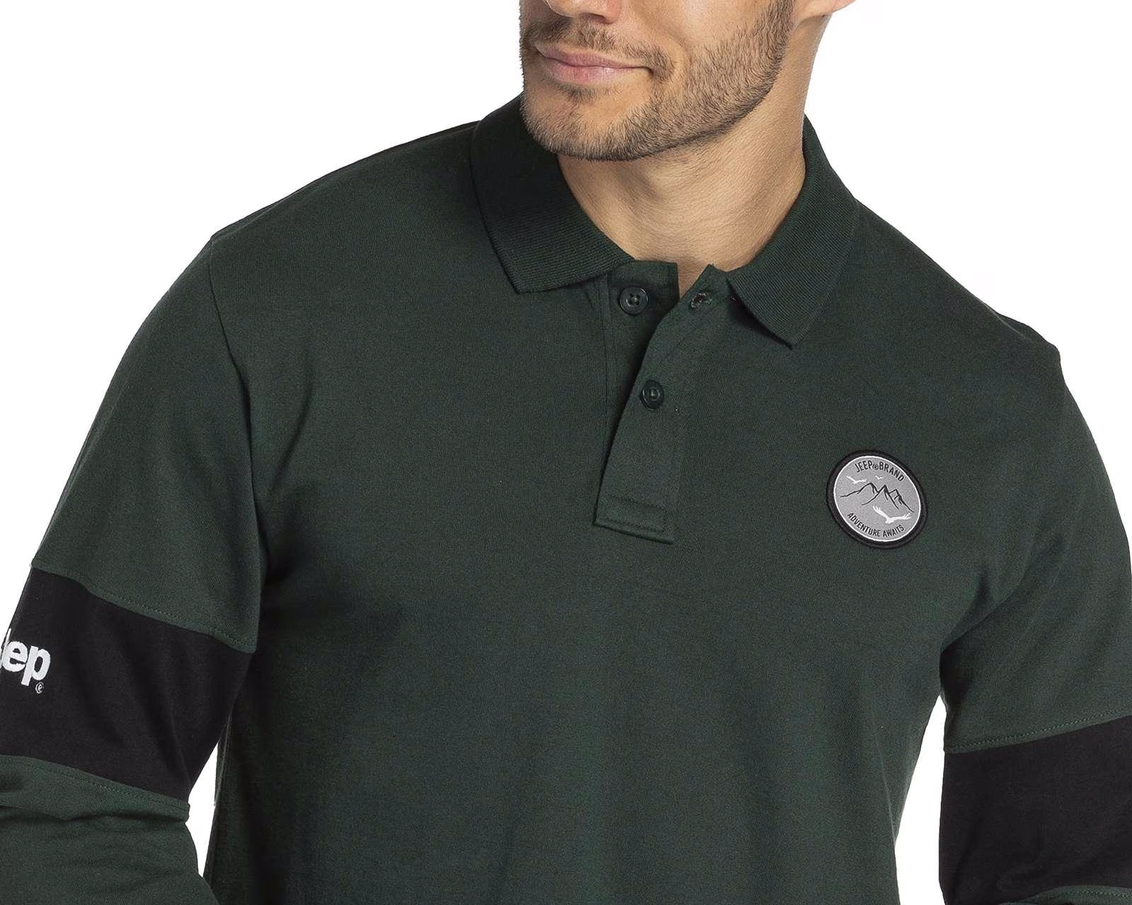 Foto 3 | Foto 3 | Playera Polo Jeep Manga Larga Verde para Hombre