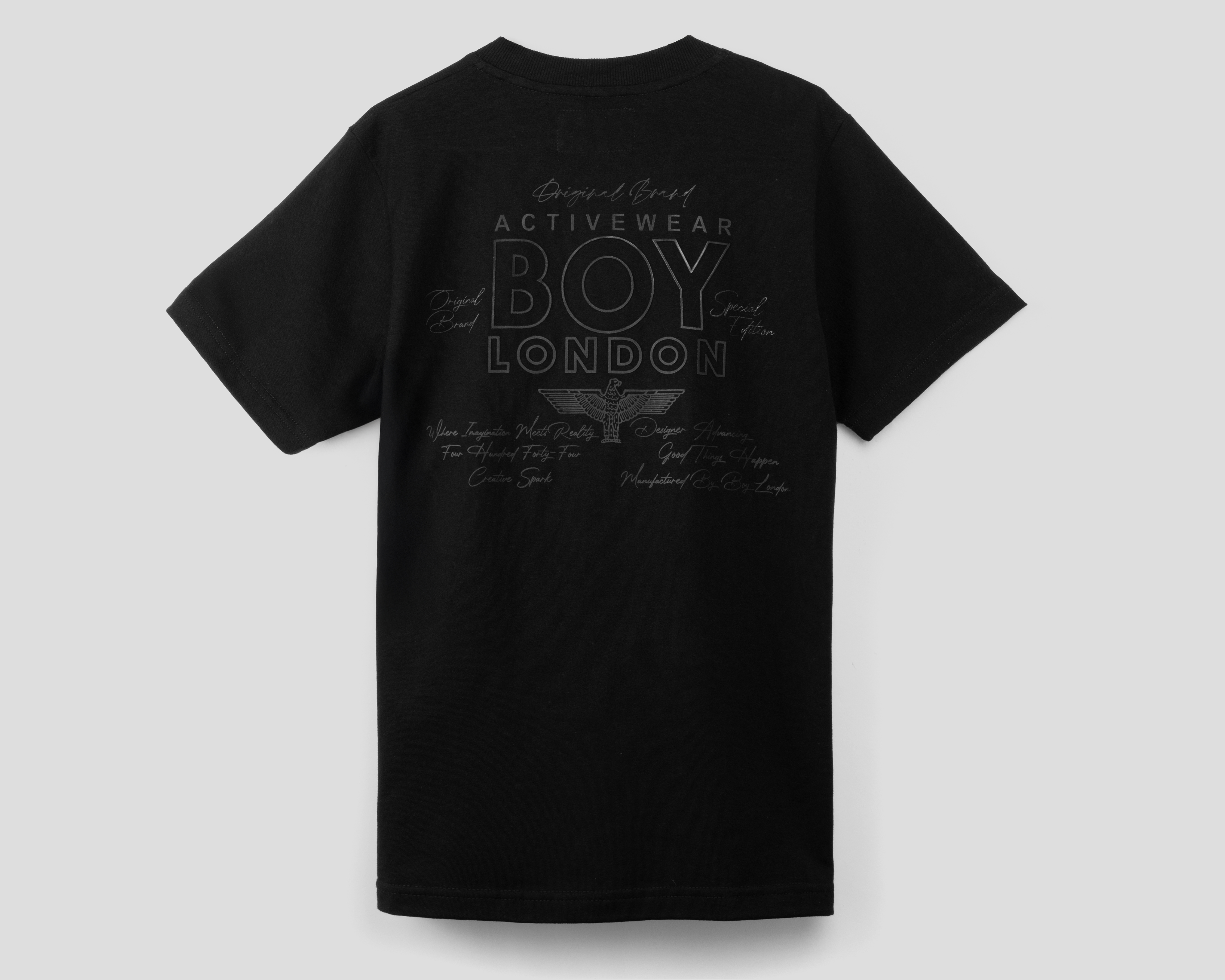 Foto 3 pulgar | Foto 2 | Playera de Cuello Redondo Negra Boy London para Hombre