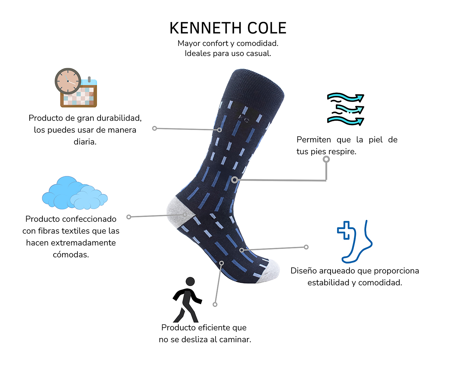 Foto 4 | Foto 4 | Calcetas de Vestir Kenneth Cole para Hombre 6 Pares
