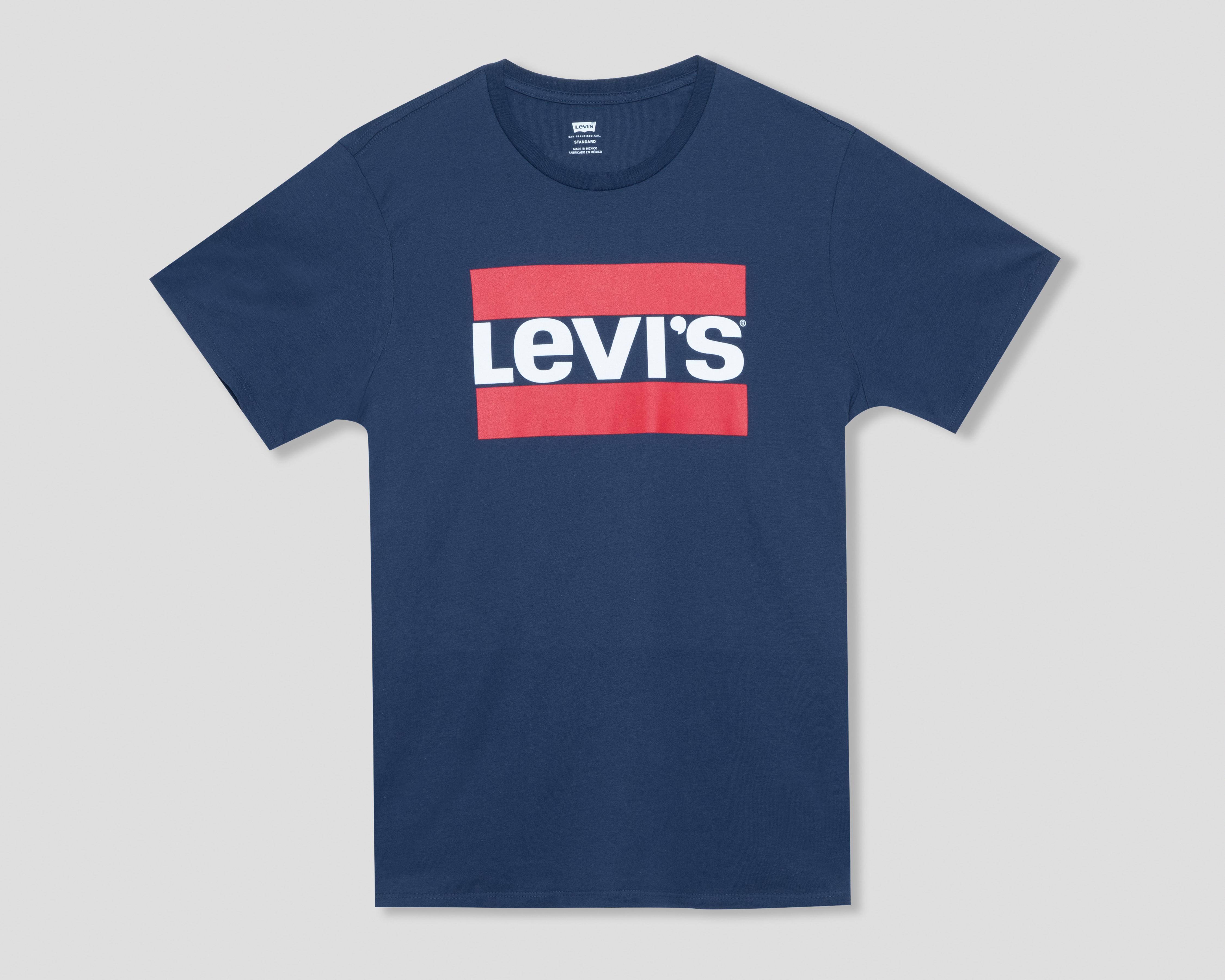 Foto 2 pulgar | Foto 1 | Playera de Cuello Redondo Azul Levi's para Hombre