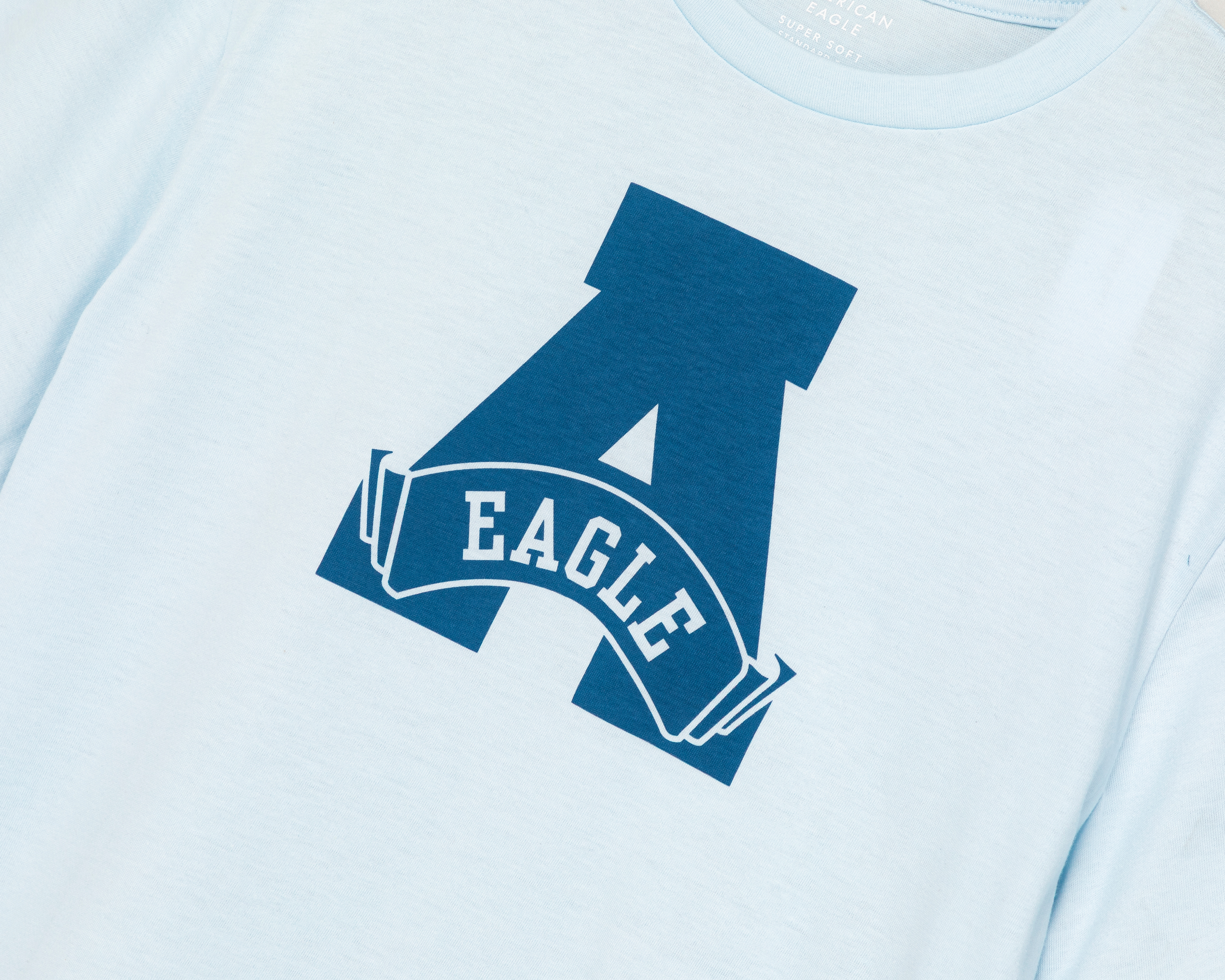 Foto 4 pulgar | Foto 3 | Playera de Cuello Redondo Azul American Eagle para Hombre