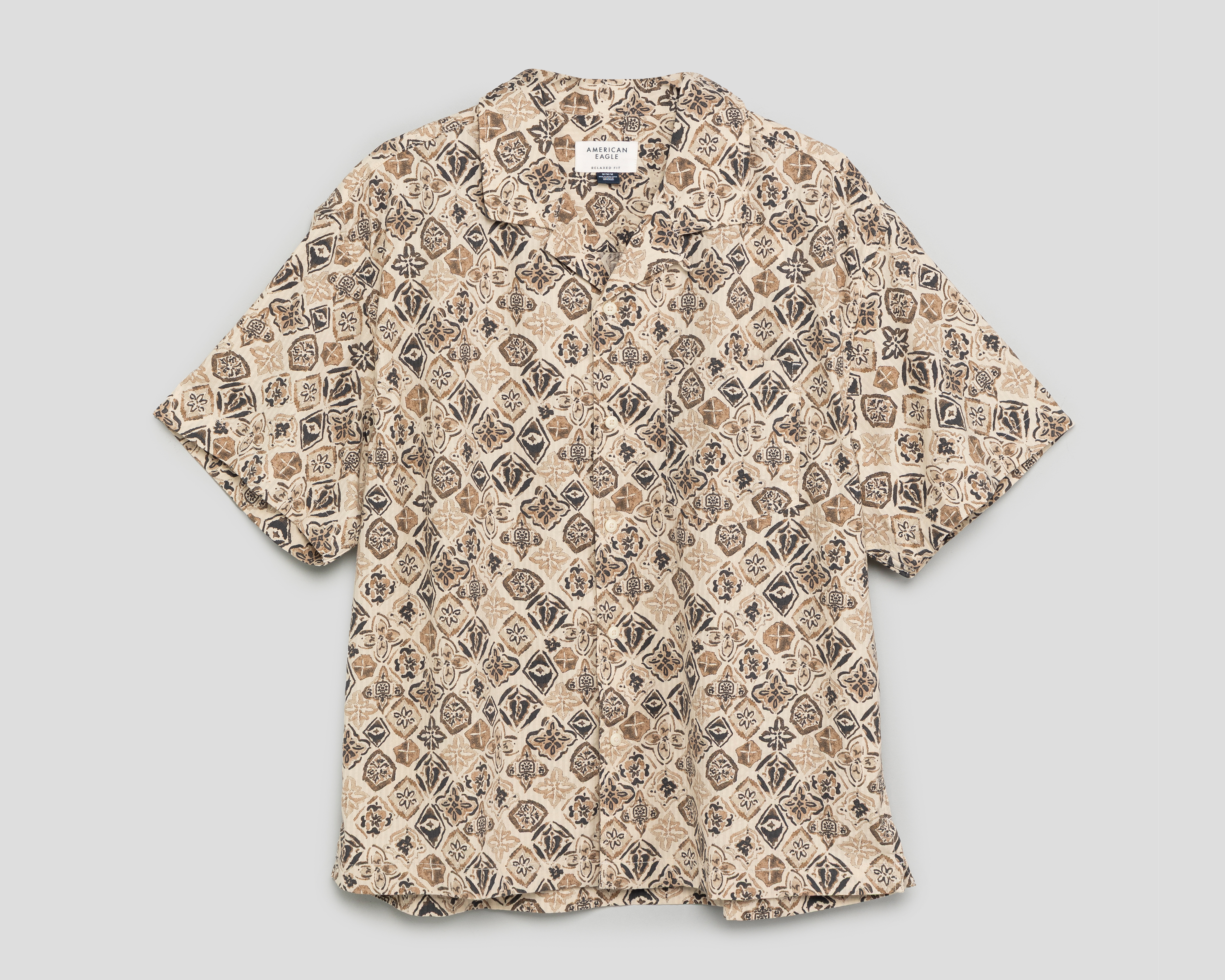 Camisa Casual American Eagle Relaxed Fit Estampada para Hombre