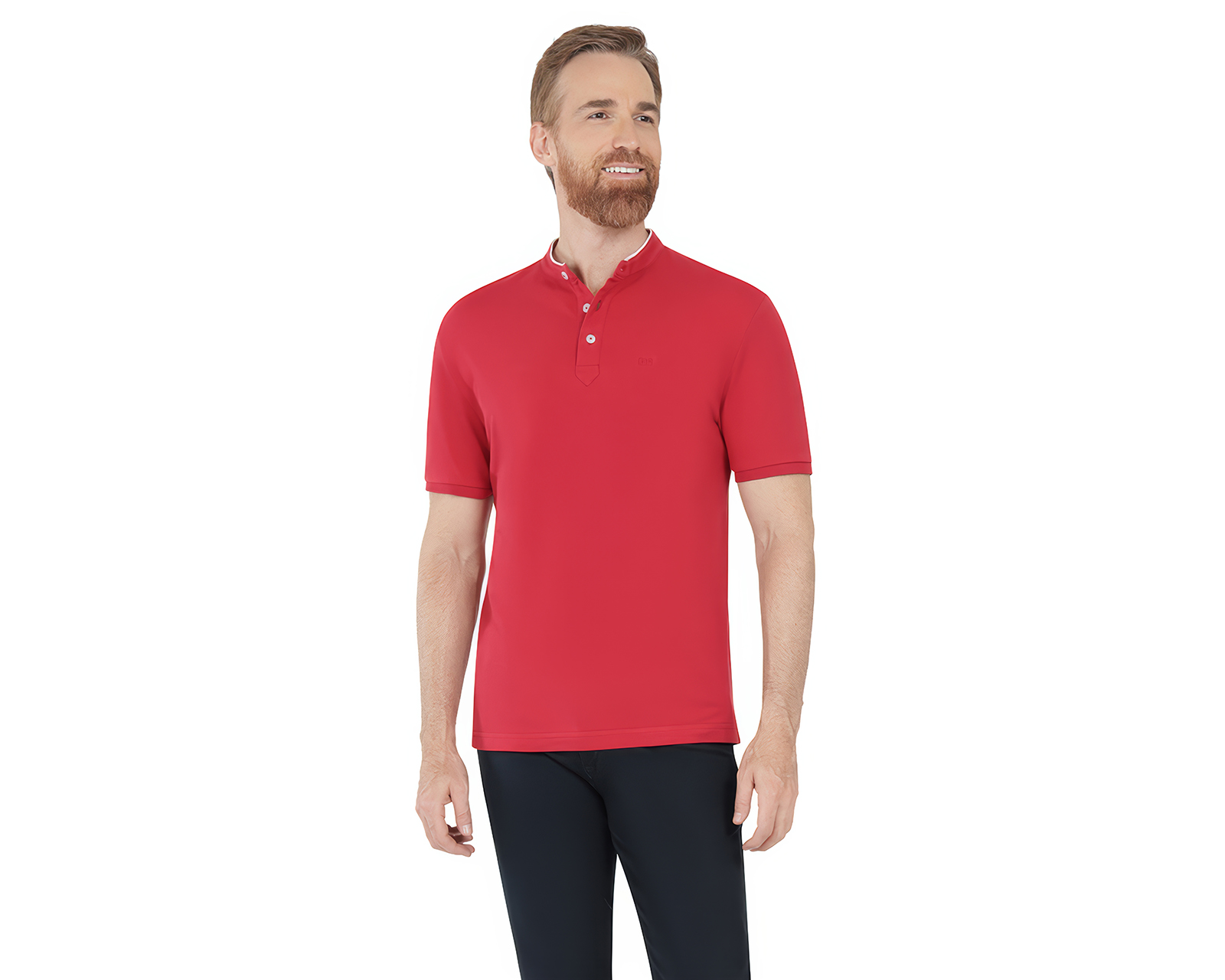 Foto 2 pulgar | Foto 1 | Playera Polo Lee Cuello Mao Roja para Hombre