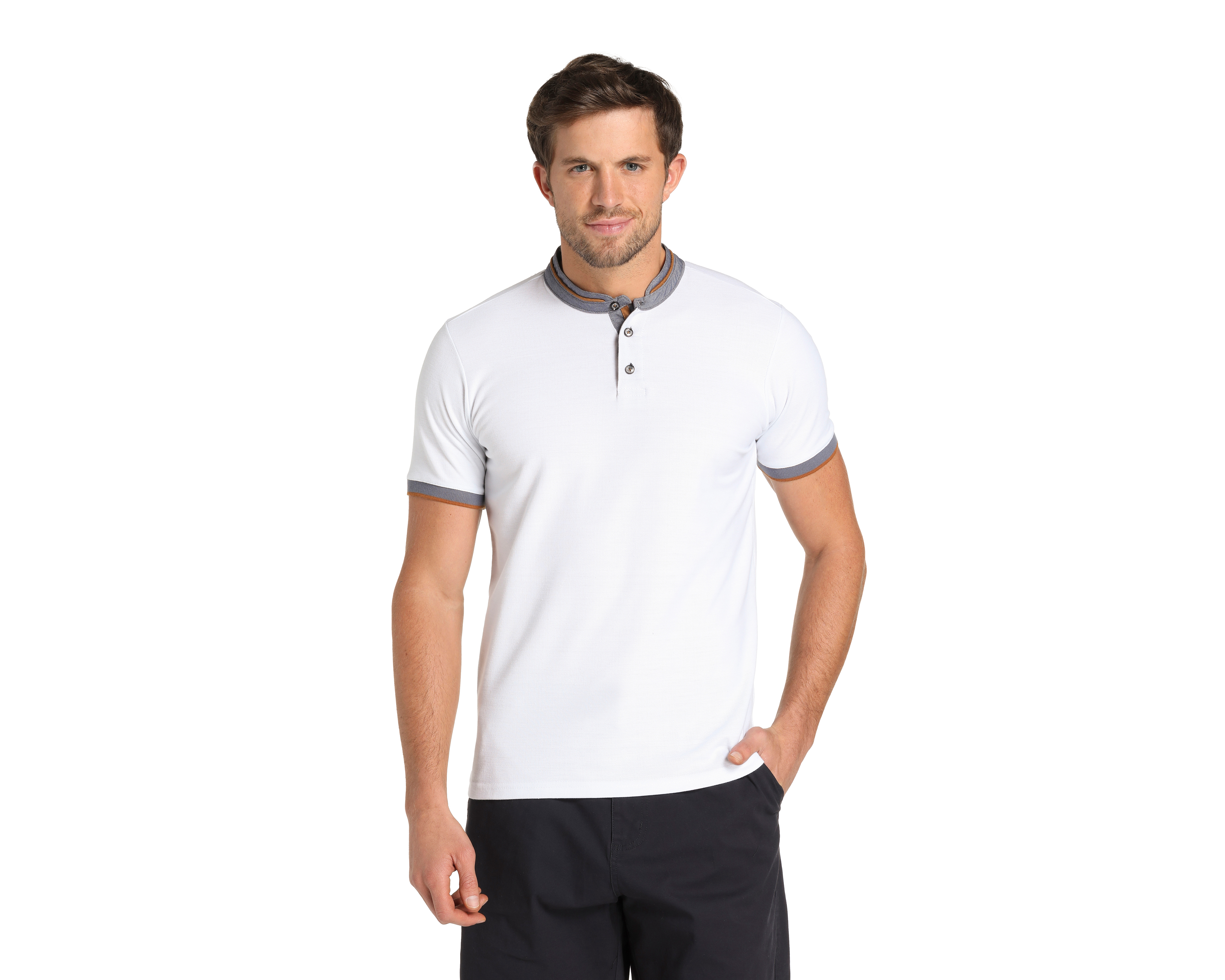 Foto 1 | Foto 1 | Playera Polo Refill Cuello Mao Blanca para Hombre