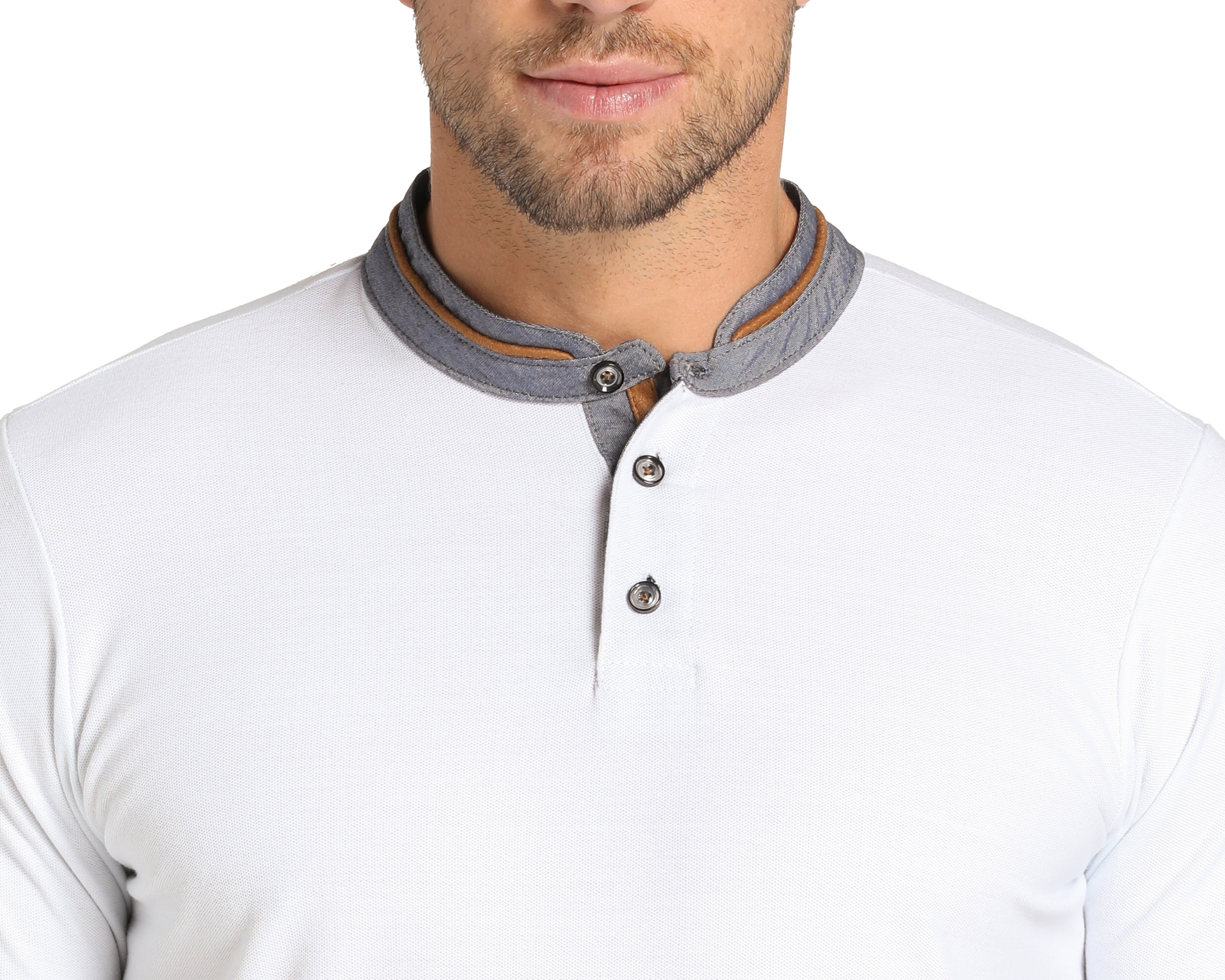 Foto 4 pulgar | Foto 3 | Playera Polo Refill Cuello Mao Blanca para Hombre