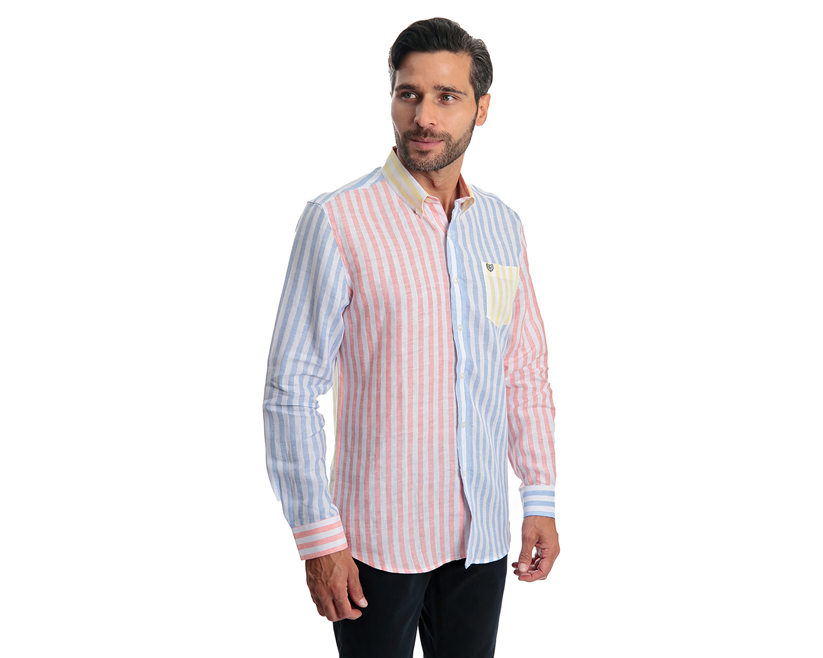 Foto 4 pulgar | Foto 3 | Camisa Casual Chaps Regular Fit a Rayas para Hombre