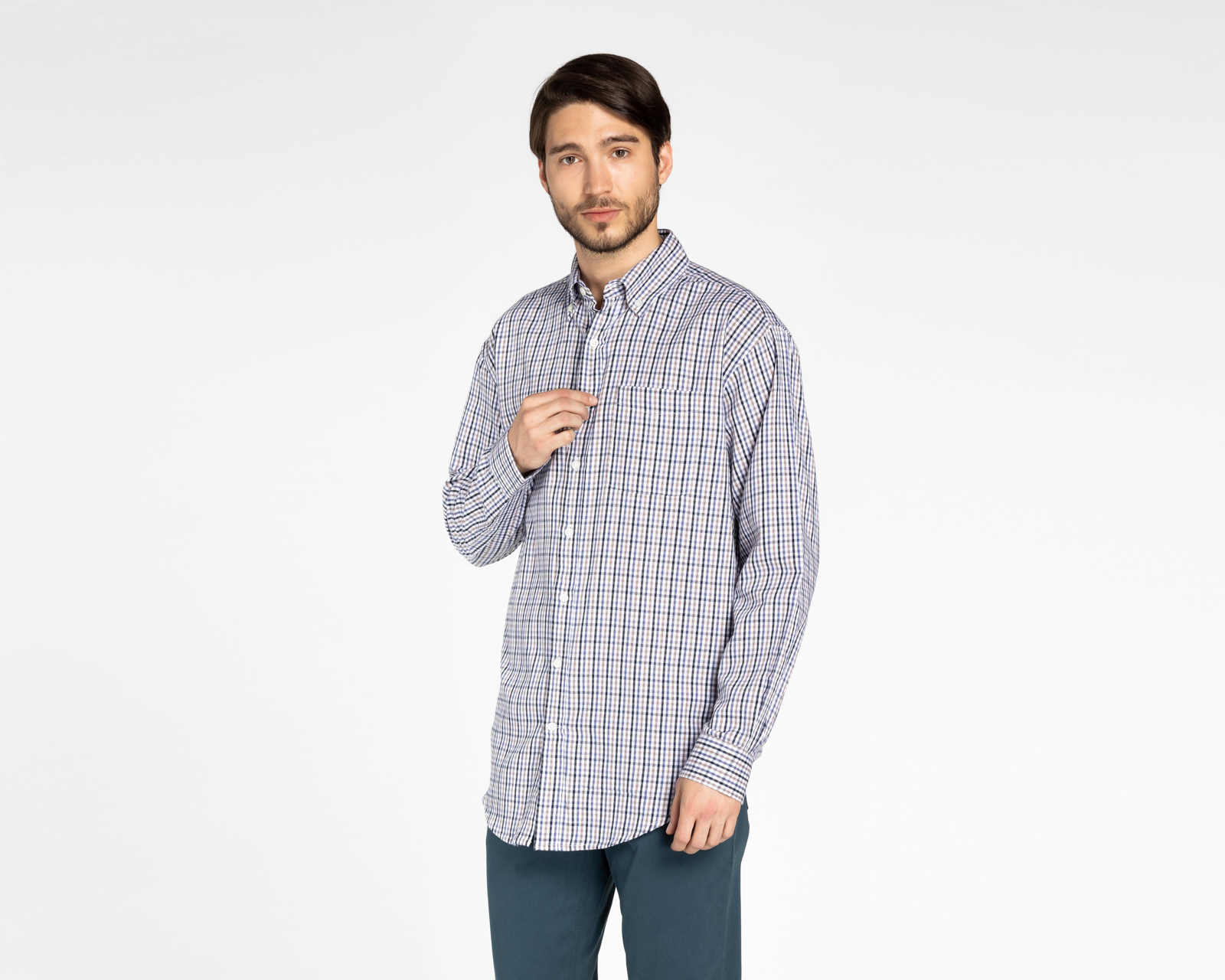 Foto 2 pulgar | Foto 1 | Camisa Porto Sur Clásico Fit a Cuadros