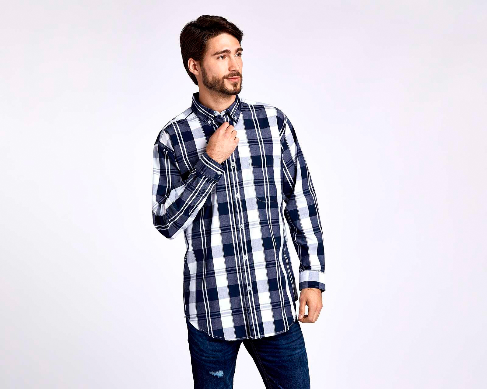 Foto 2 pulgar | Foto 1 | Camisa Casual Porto Sur Regular Fit a Cuadros