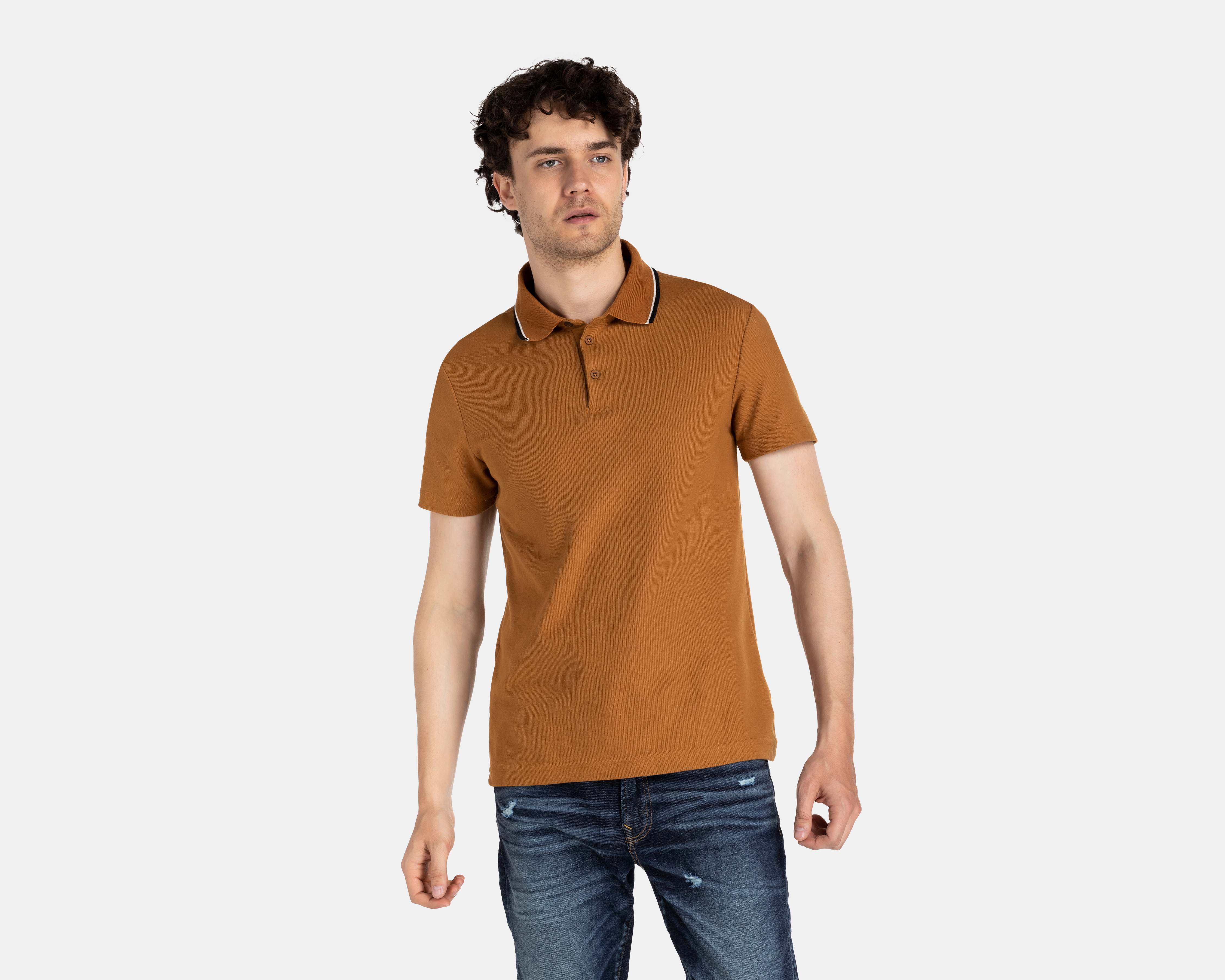 Foto 2 pulgar | Foto 1 | Playera Polo Porto Sur Café Tabaco para Hombre
