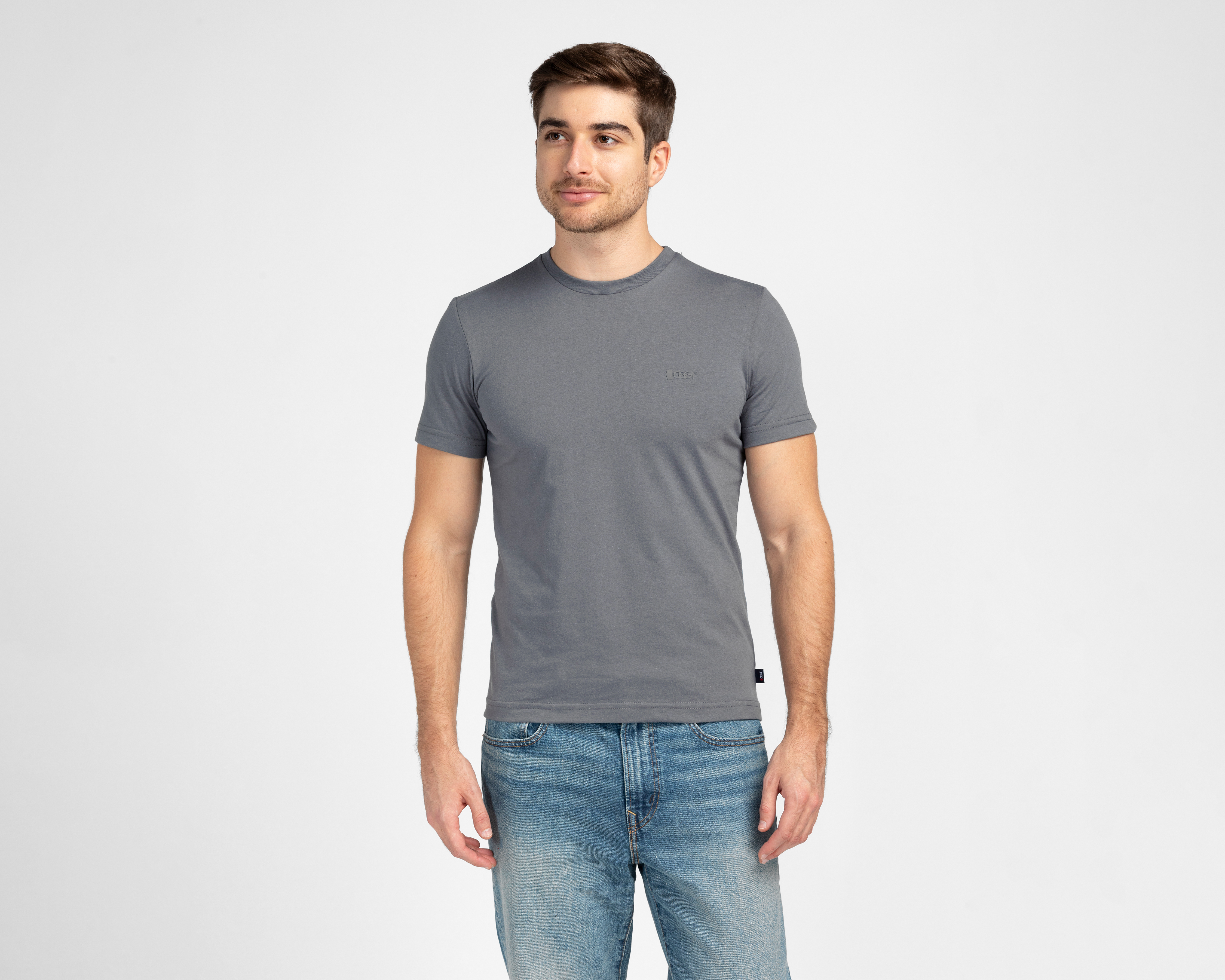 Foto 2 pulgar | Foto 1 | Playera de Cuello Redondo Gris Oggi para Hombre