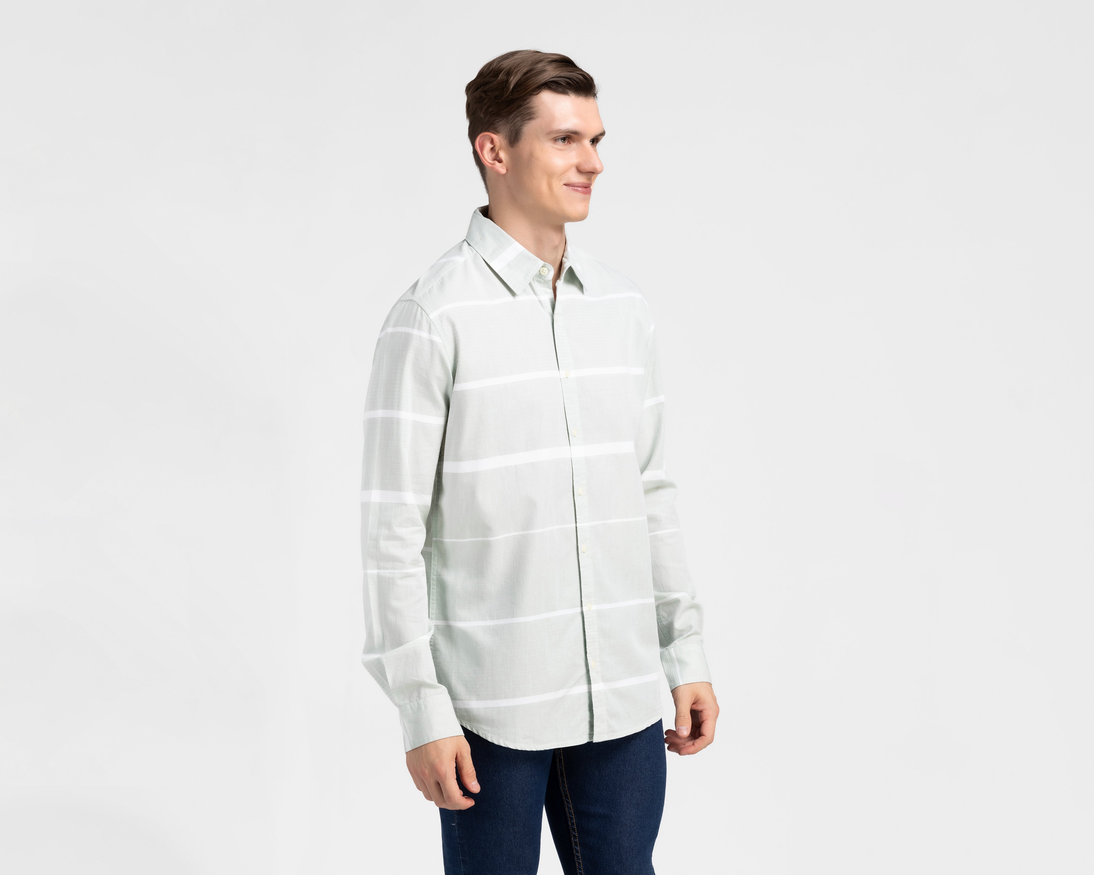 Camisa de Moda de Algodón Refill Regular a Rayas