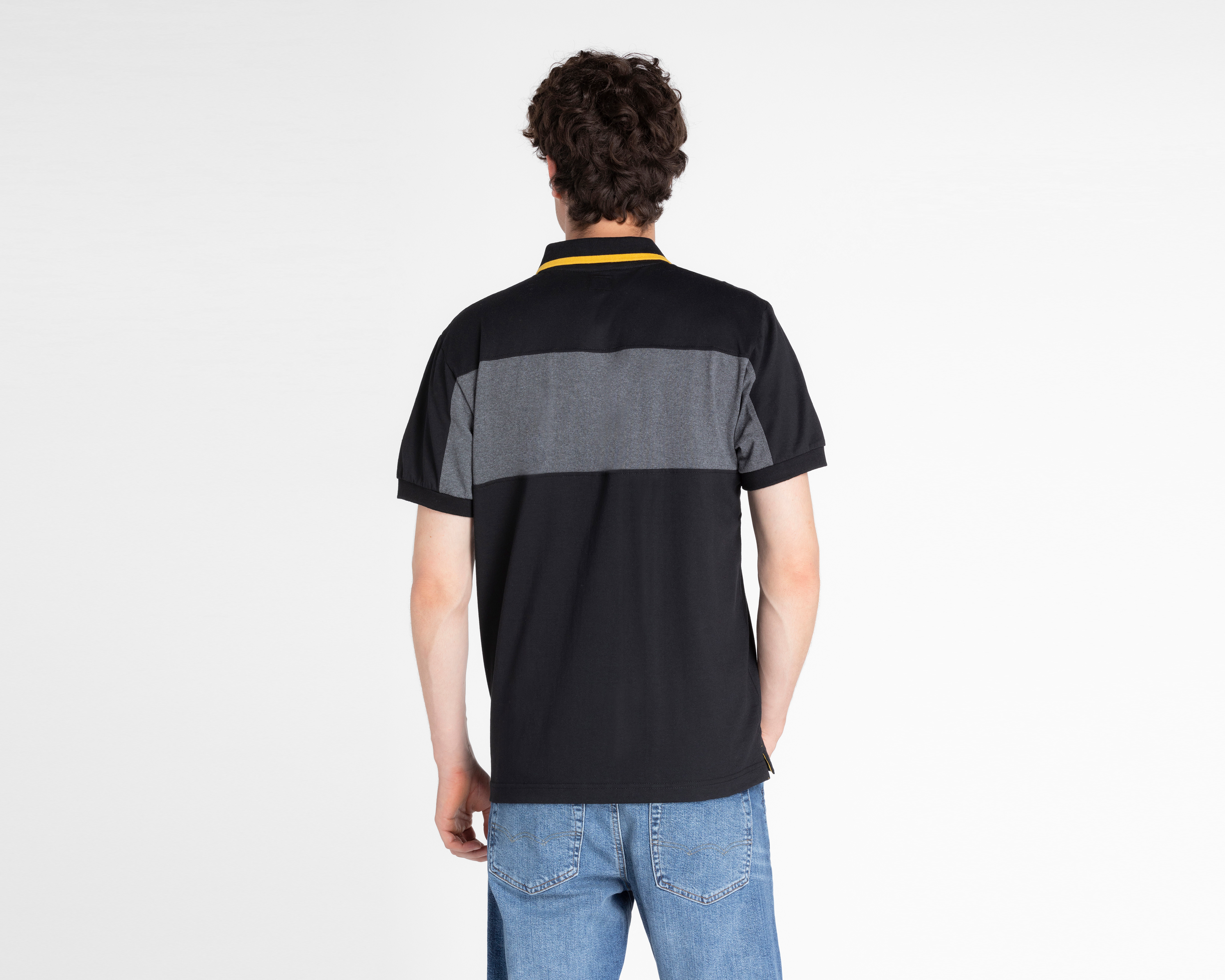 Foto 3 pulgar | Foto 2 | Playera Polo CAT Negra para Hombre