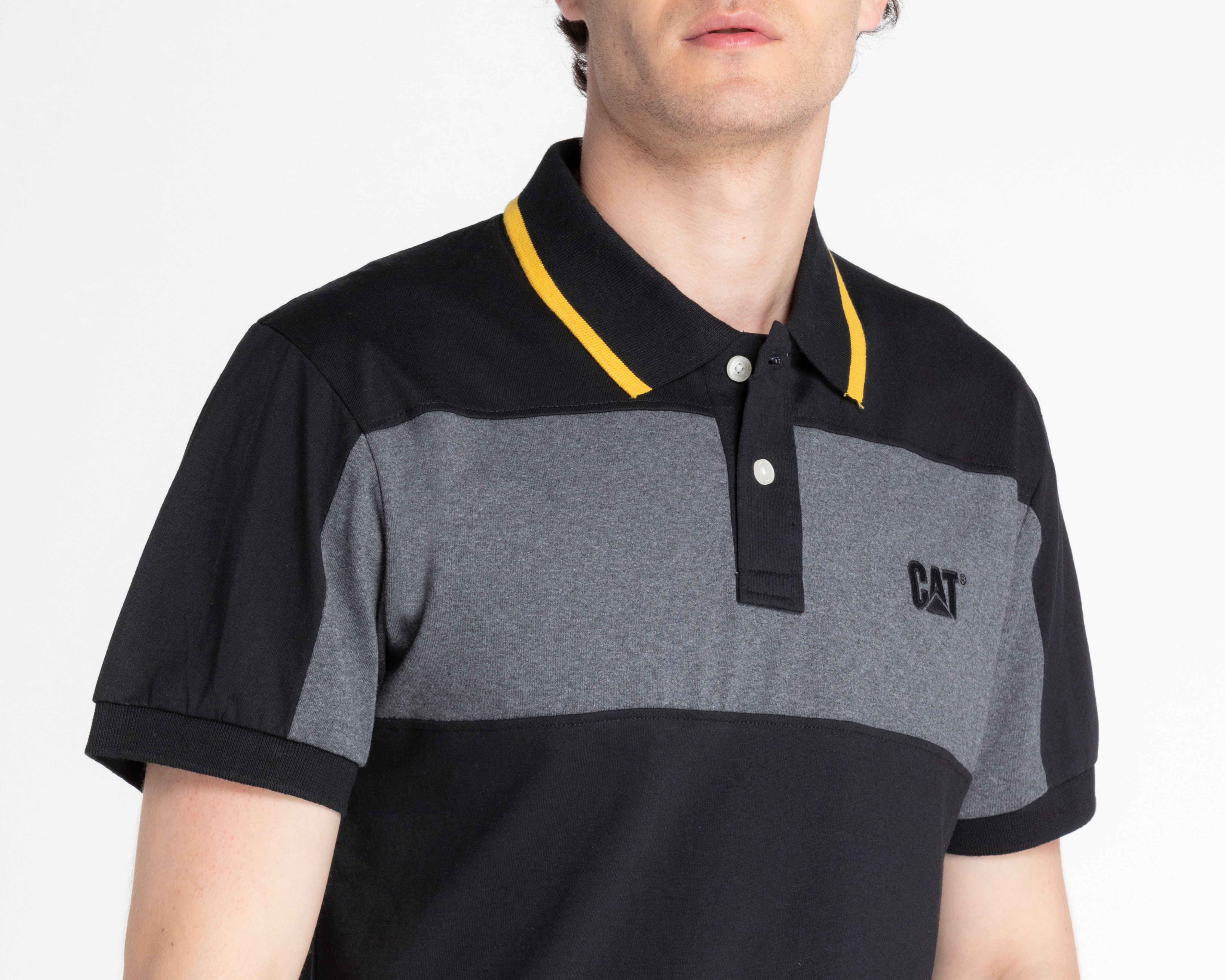 Foto 4 pulgar | Foto 3 | Playera Polo CAT Negra para Hombre