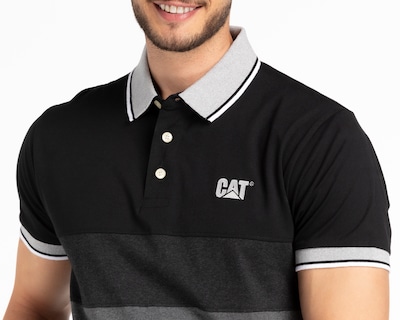 Foto 3 | Foto 3 | Playera Polo CAT Gris y Azul para Hombre