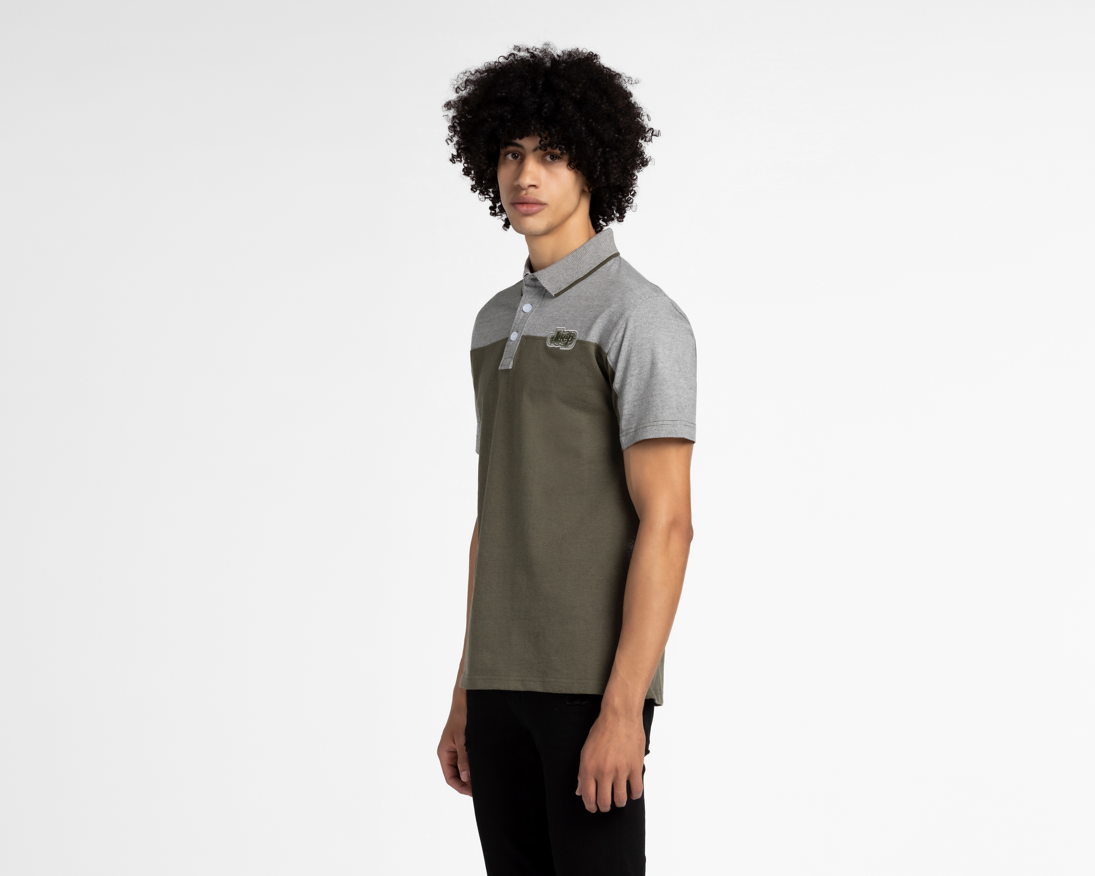 Playera Polo Jeep Gris y Verde para Hombre