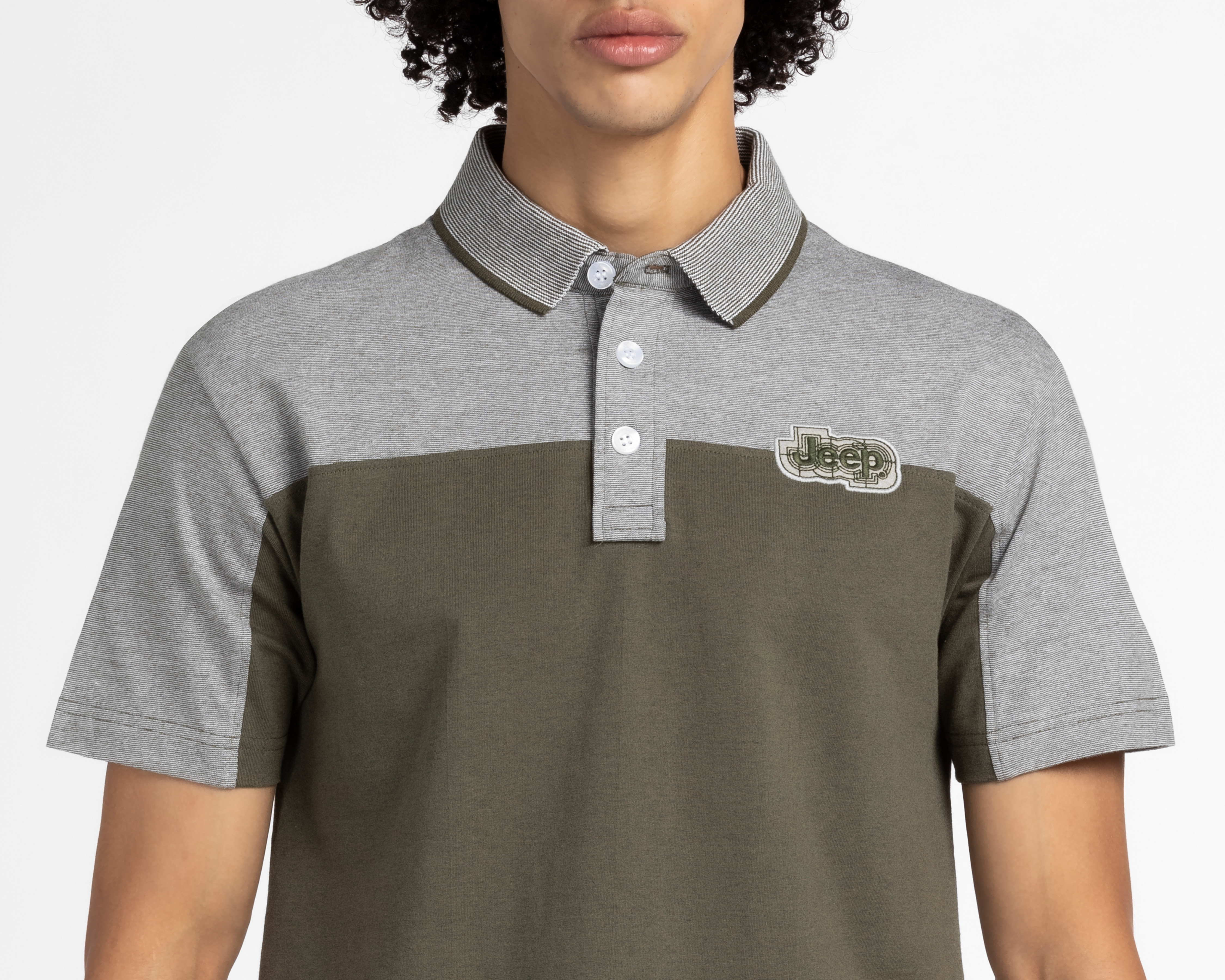 Foto 4 pulgar | Foto 3 | Playera Polo Jeep Gris y Verde para Hombre