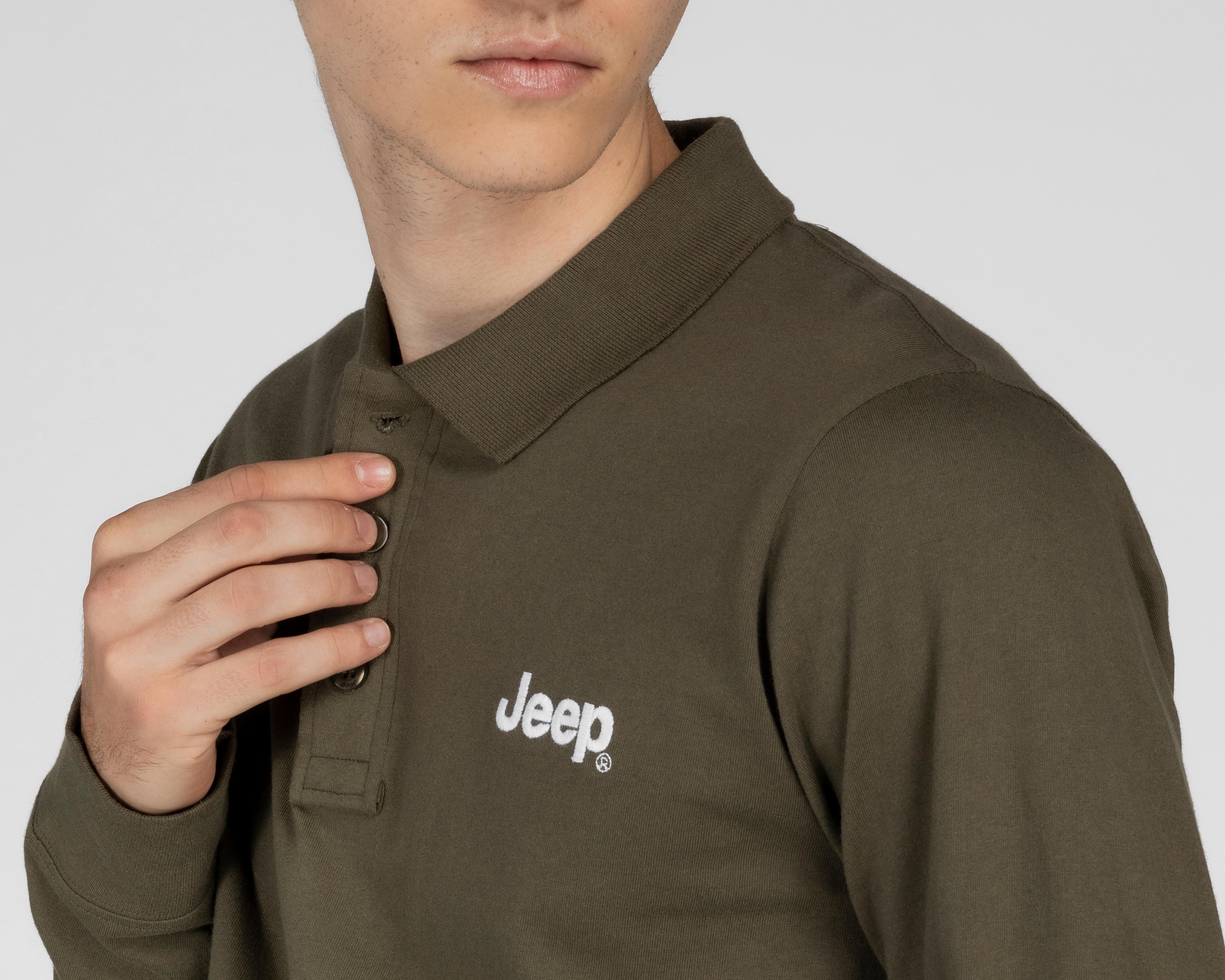 Foto 4 pulgar | Foto 3 | Playera Polo Jeep Manga Larga Verde para Hombre