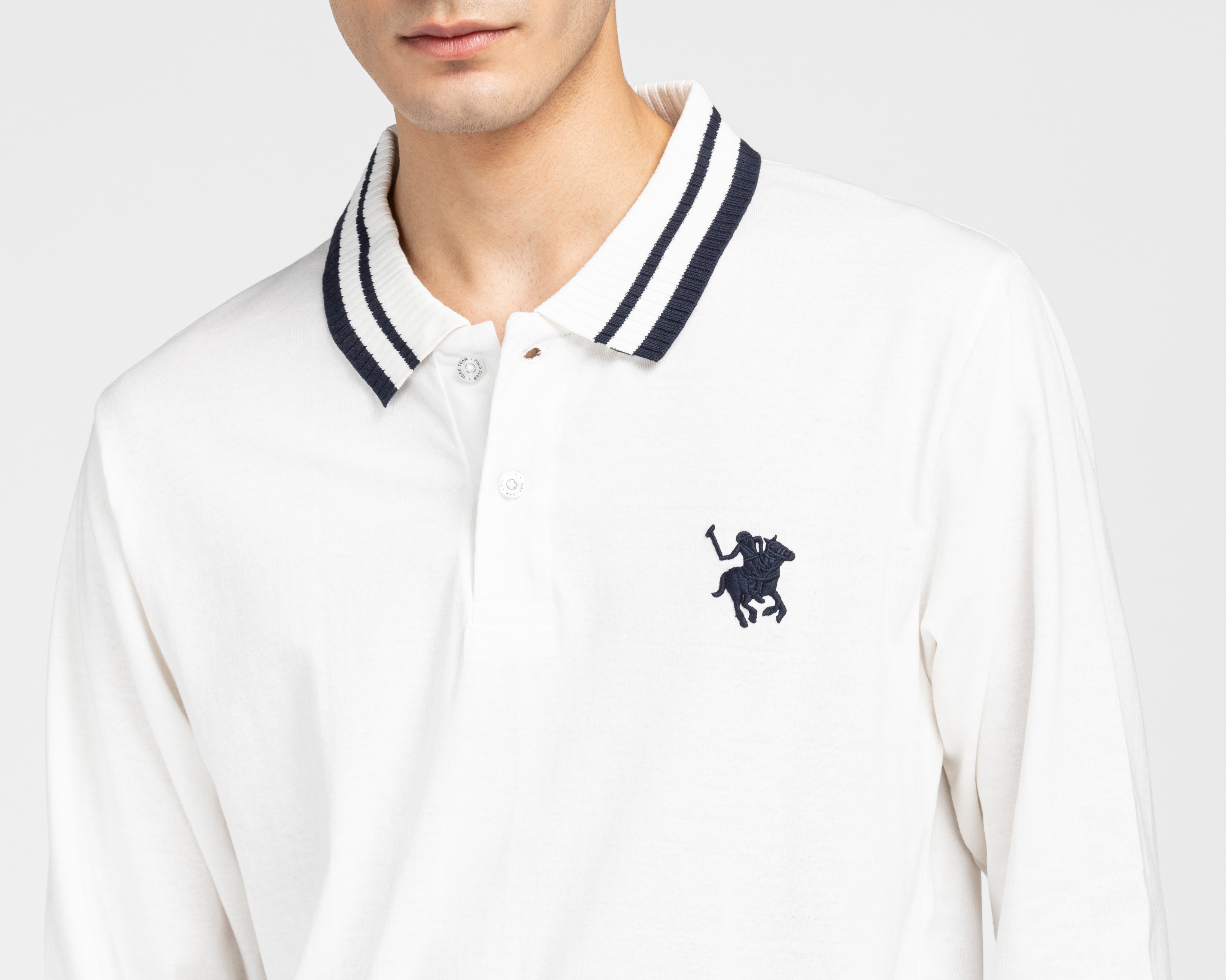 Foto 4 pulgar | Foto 3 | Playera Polo York Team Polo Club Manga Larga Blanca para Hombre
