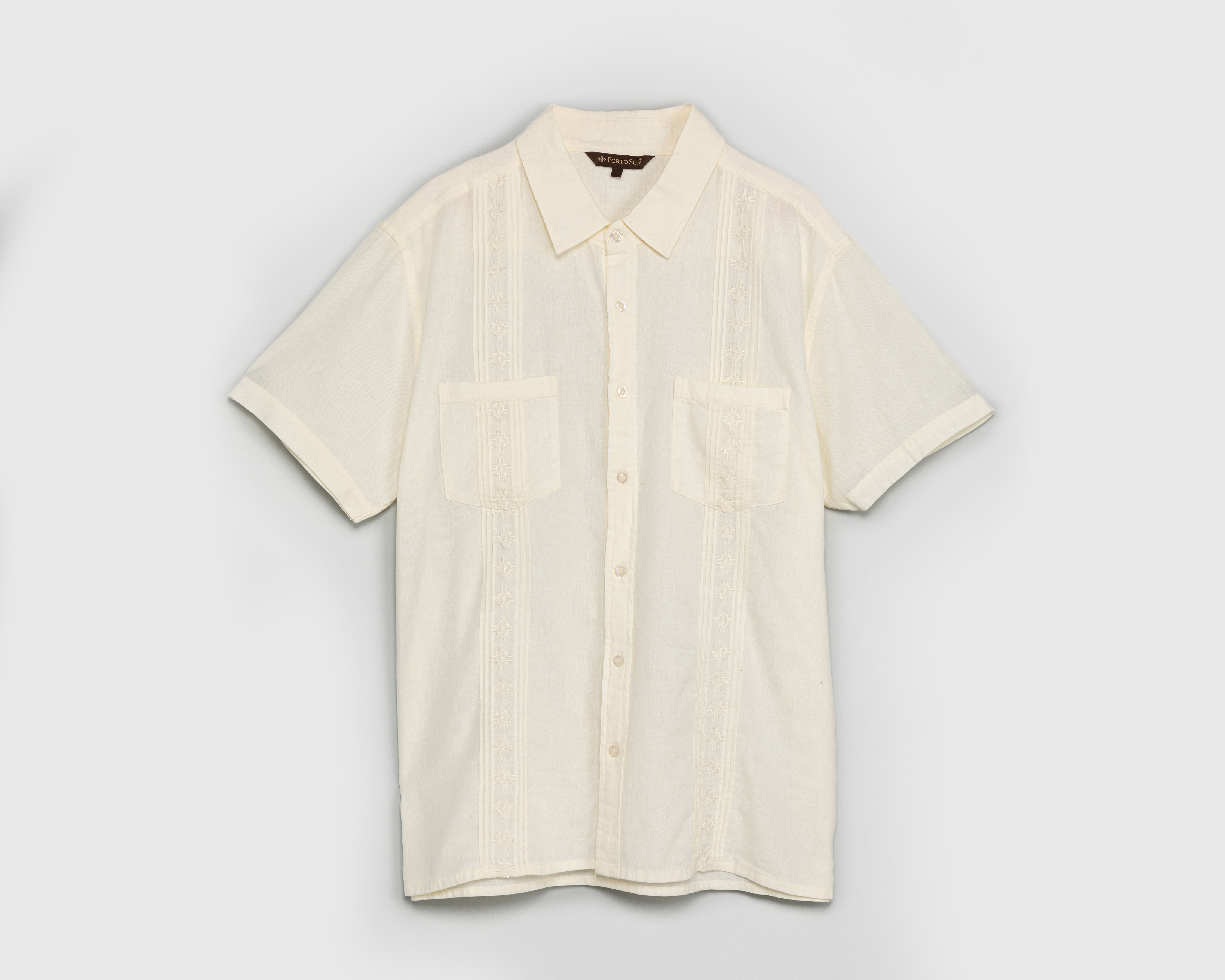 Camisa de Vestir Porto Sur Manga Corta Cuello Italiano