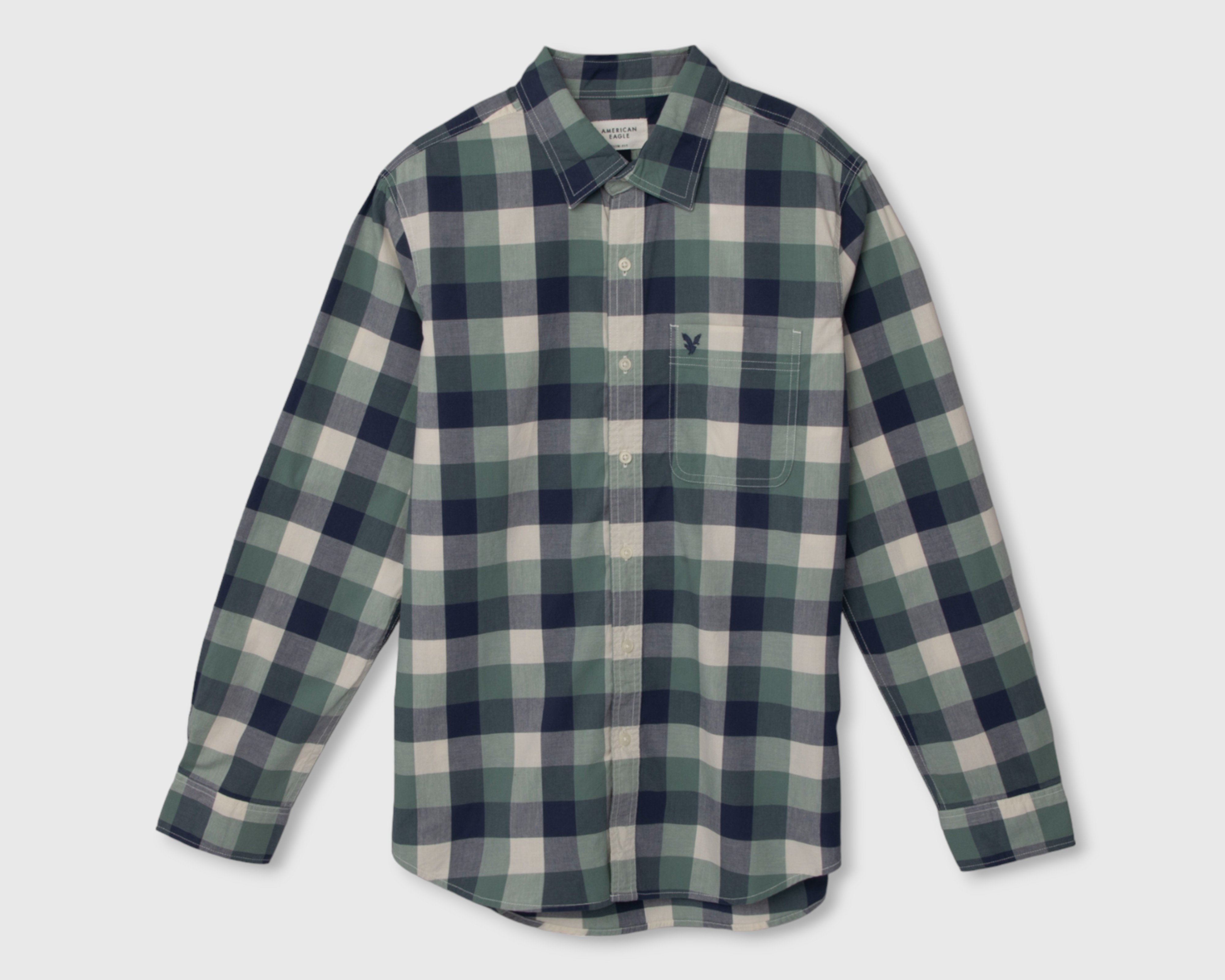 Camisa Casual de Algodón American Eagle Slim Fit a Cuadros