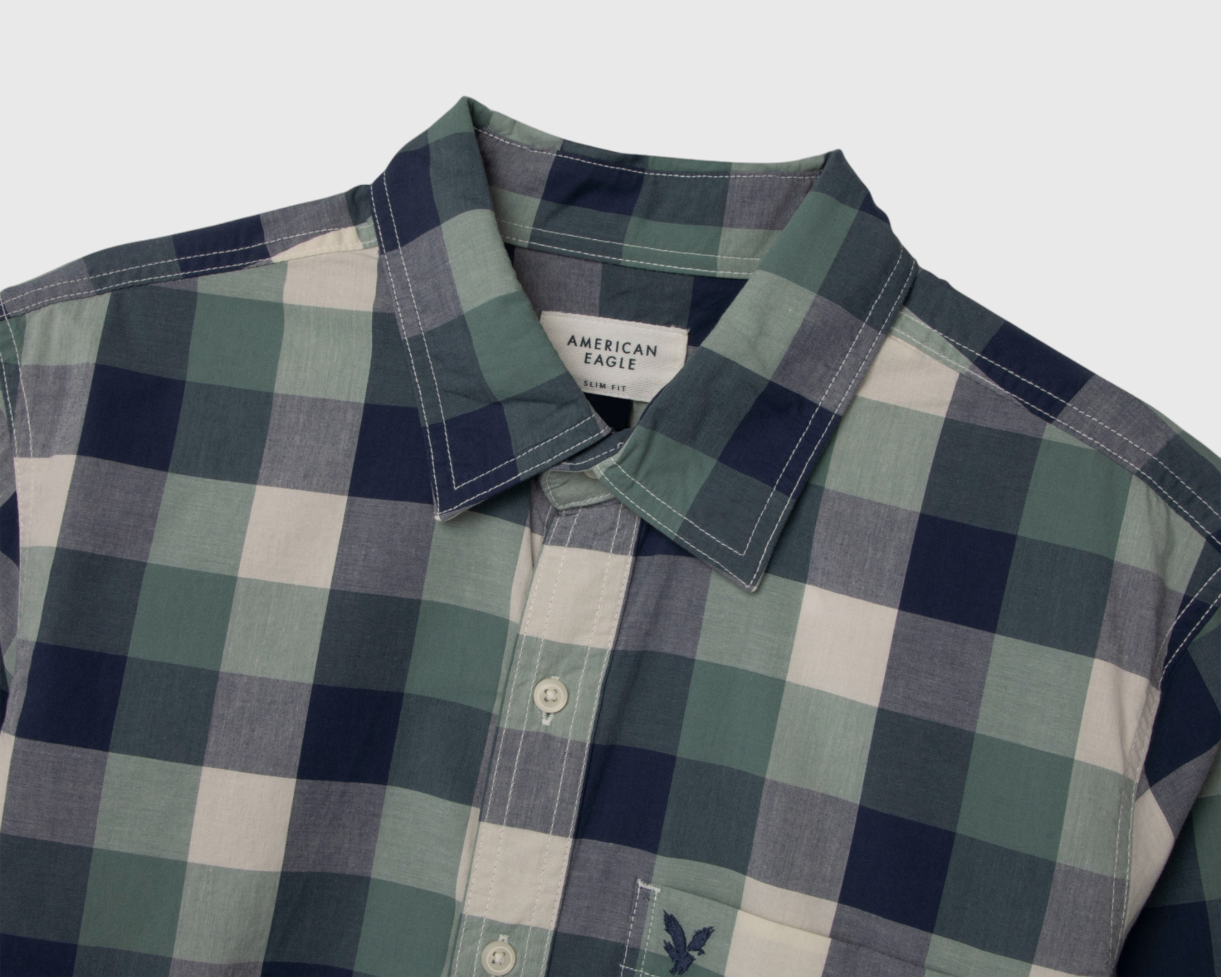 Foto 5 pulgar | Foto 4 | Camisa Casual de Algodón American Eagle Slim Fit a Cuadros