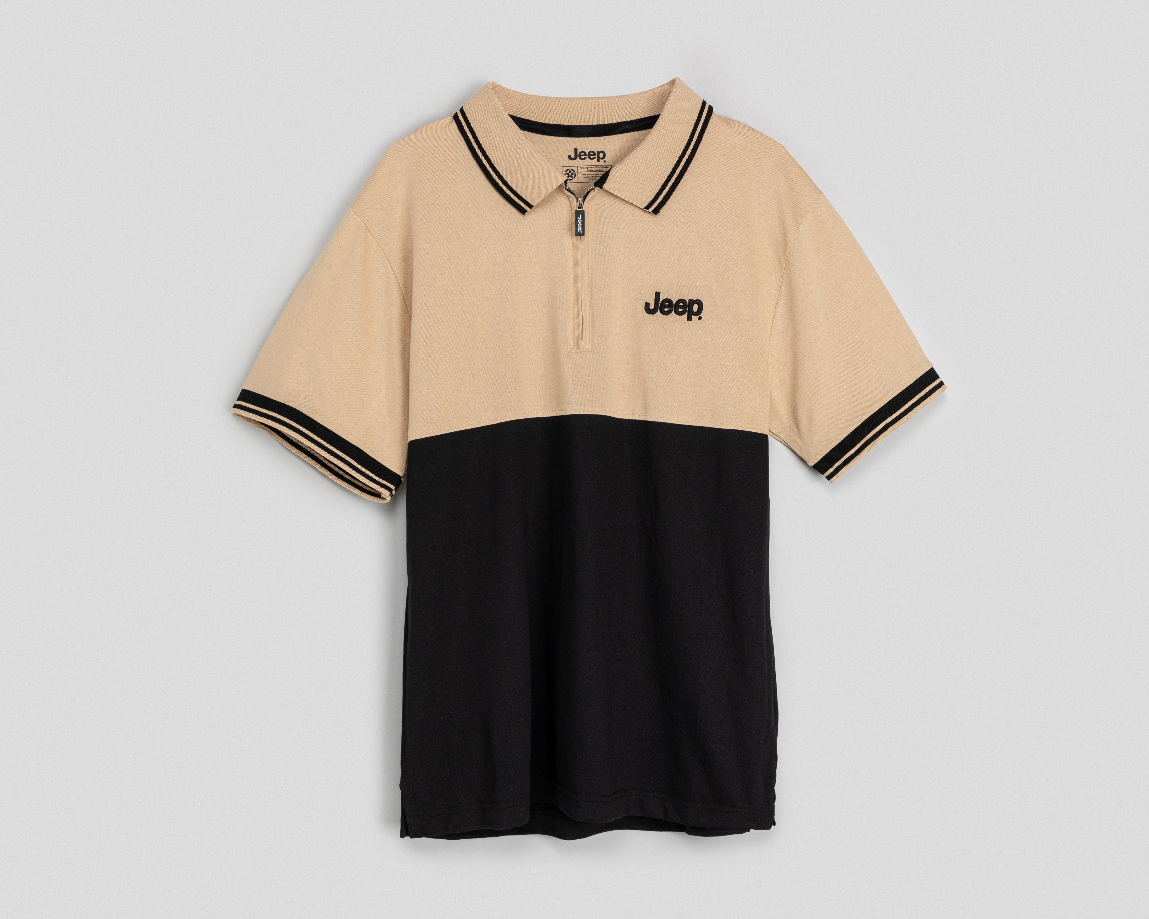 Playera Polo Jeep Beige y Negro para Hombre