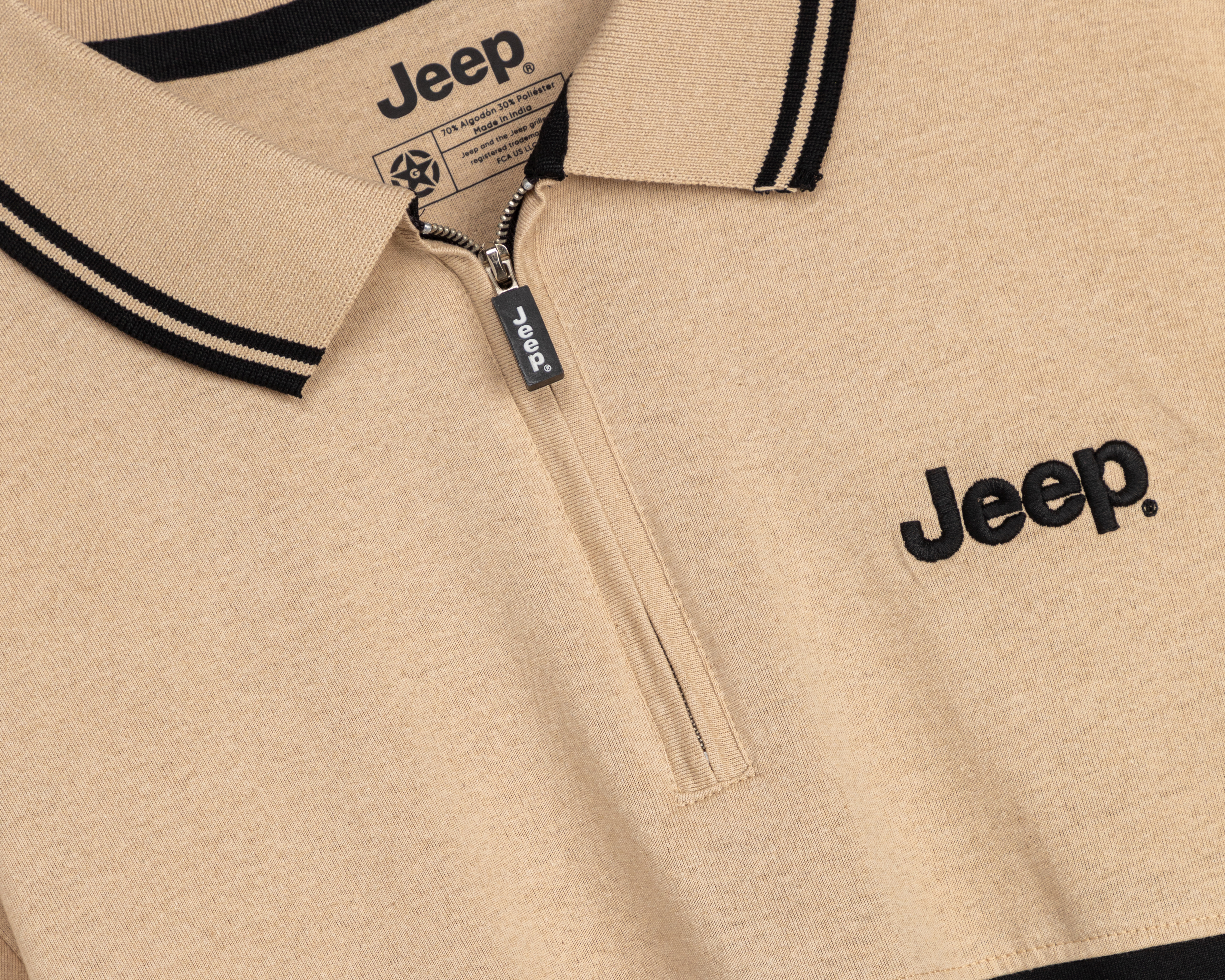 Foto 4 pulgar | Foto 3 | Playera Polo Jeep Beige y Negro para Hombre