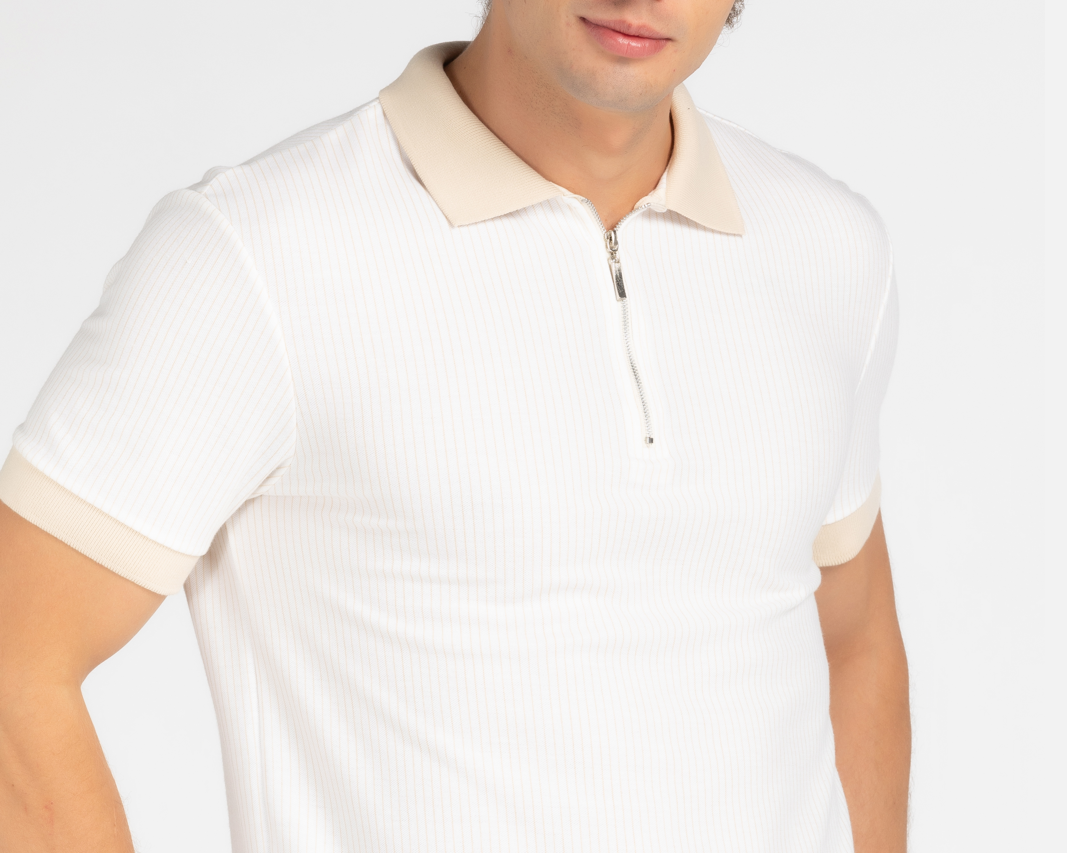 Foto 4 pulgar | Foto 3 | Playera Polo Porto Sur Blanca con Rayas para Hombre