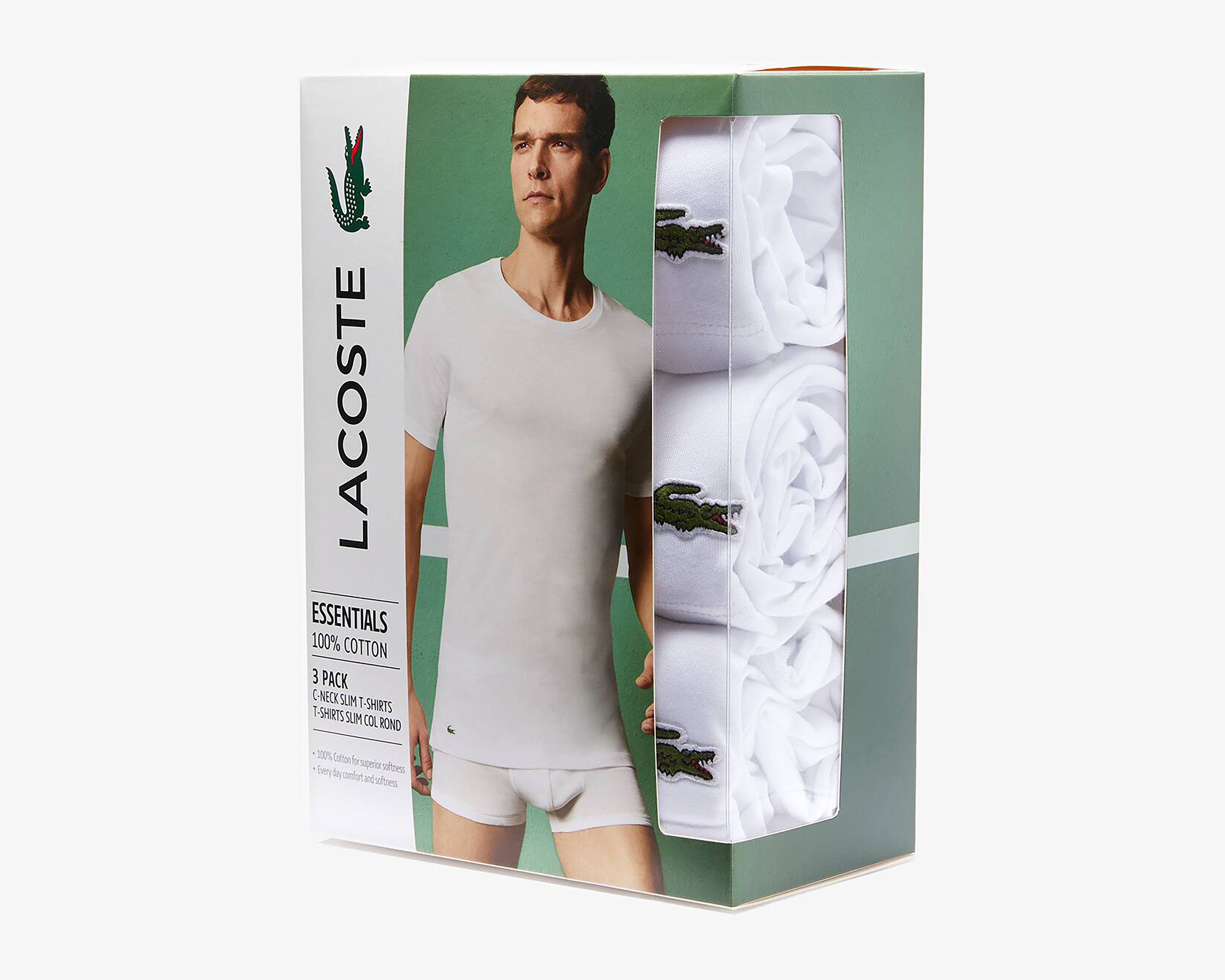 Foto 3 pulgar | Foto 2 | Playera Interior Cuello Redondo Lacoste 3 Piezas