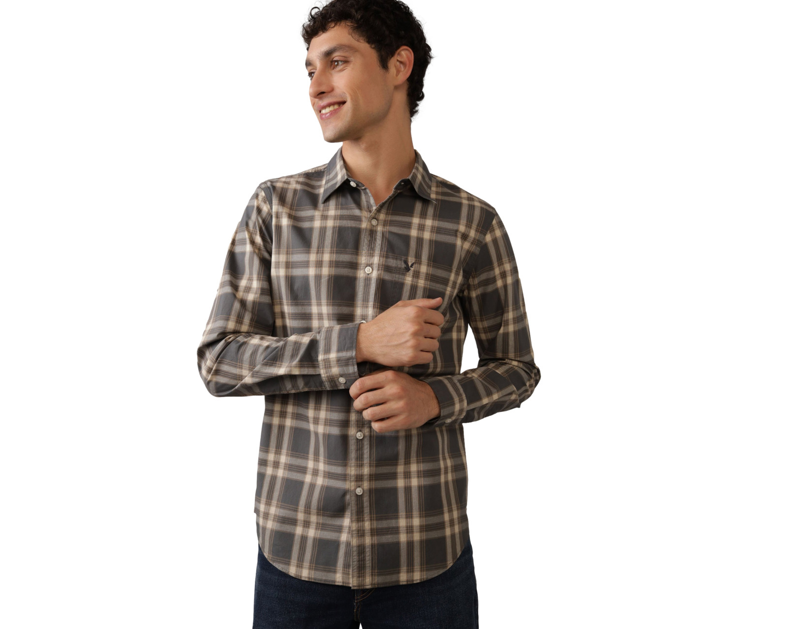 Foto 2 pulgar | Foto 1 | Camisa Casual de Algodón American Eagle Regular Fit a Cuadros