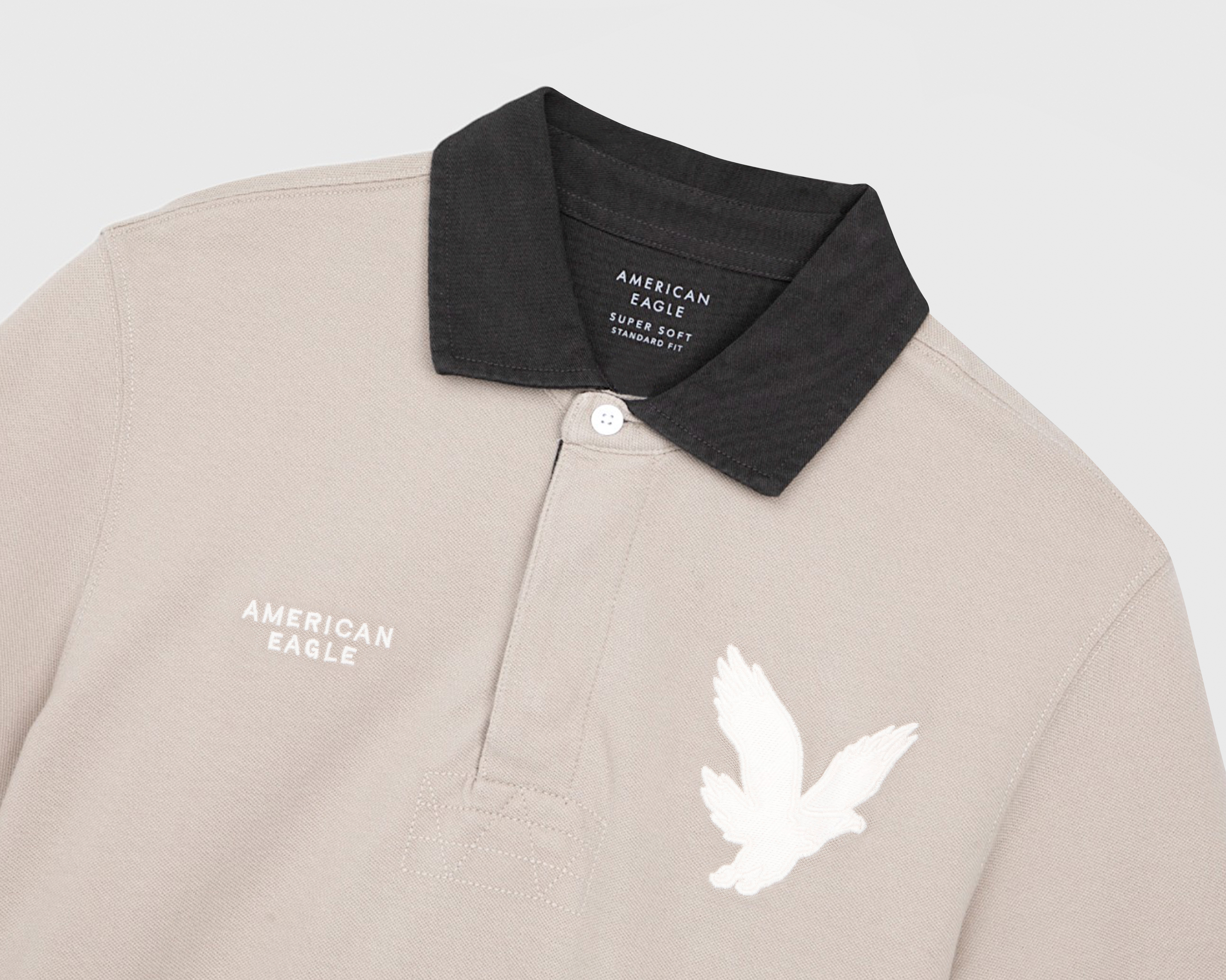 Foto 4 pulgar | Foto 3 | Playera Polo American Eagle Beige para Hombre