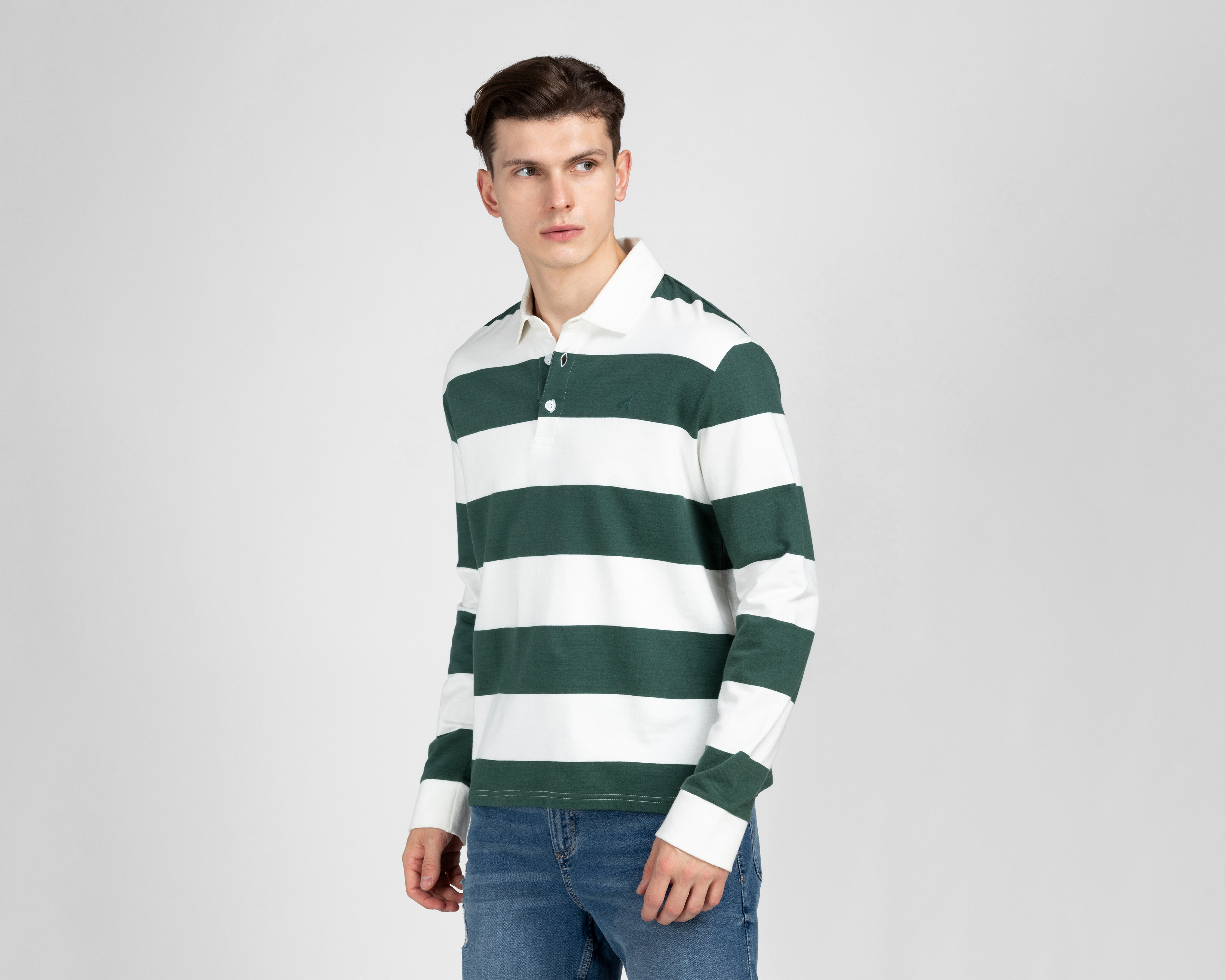 Playera Polo Refill Manga Larga Rayada para Hombre