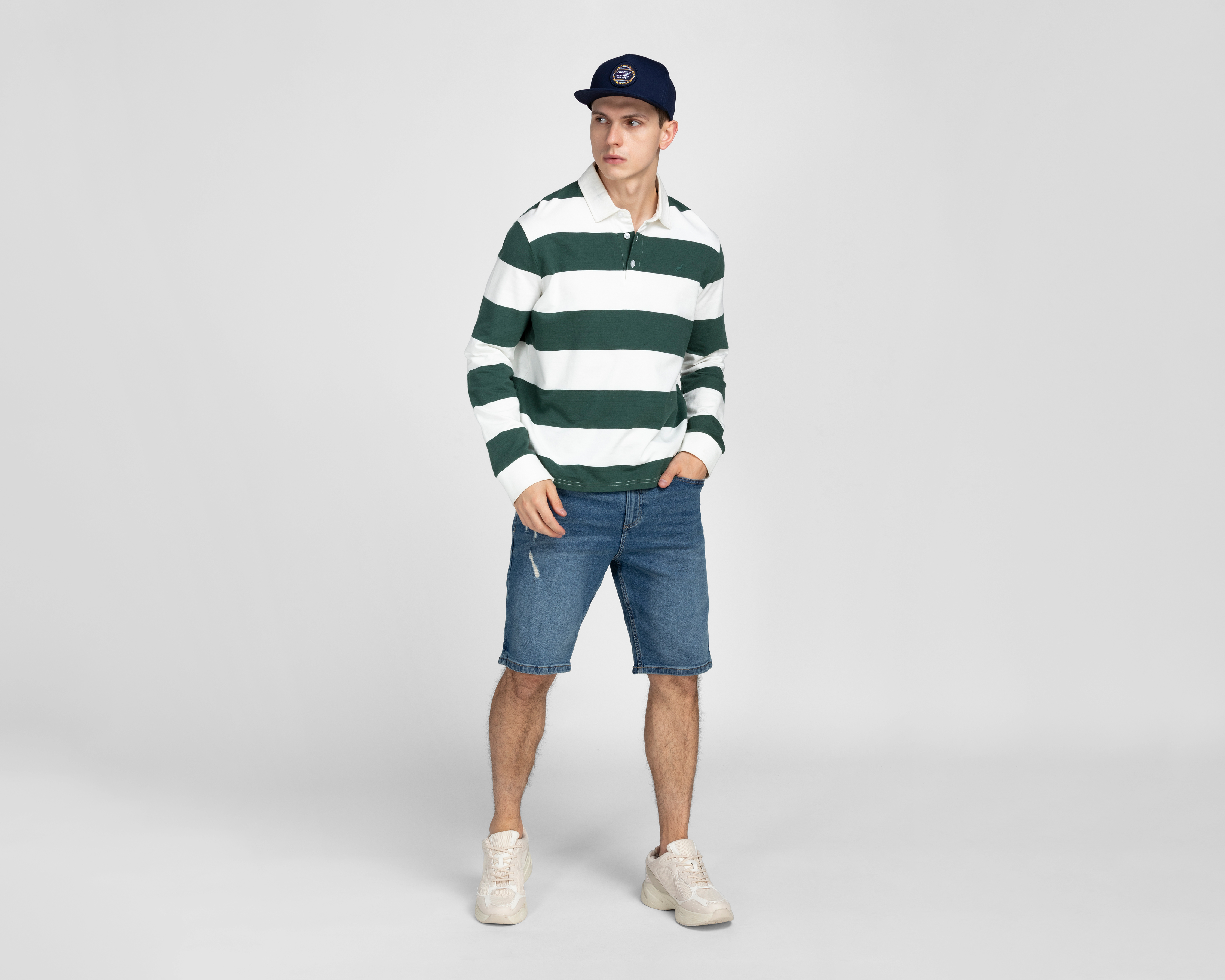 Foto 2 | Foto 2 | Playera Polo Refill Manga Larga Rayada para Hombre