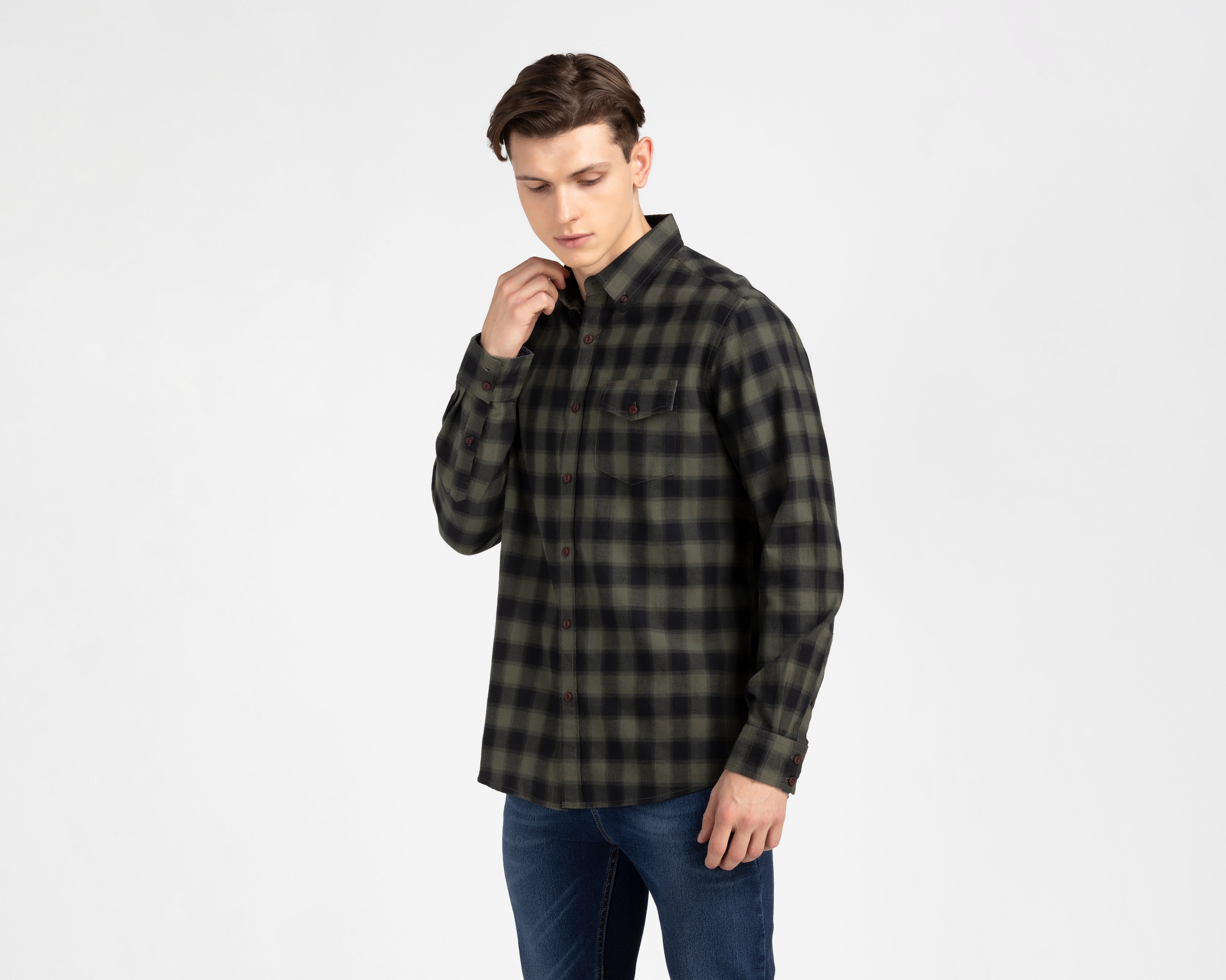 Foto 2 pulgar | Foto 1 | Camisa de Moda de Algodón Refill Regular a Cuadros