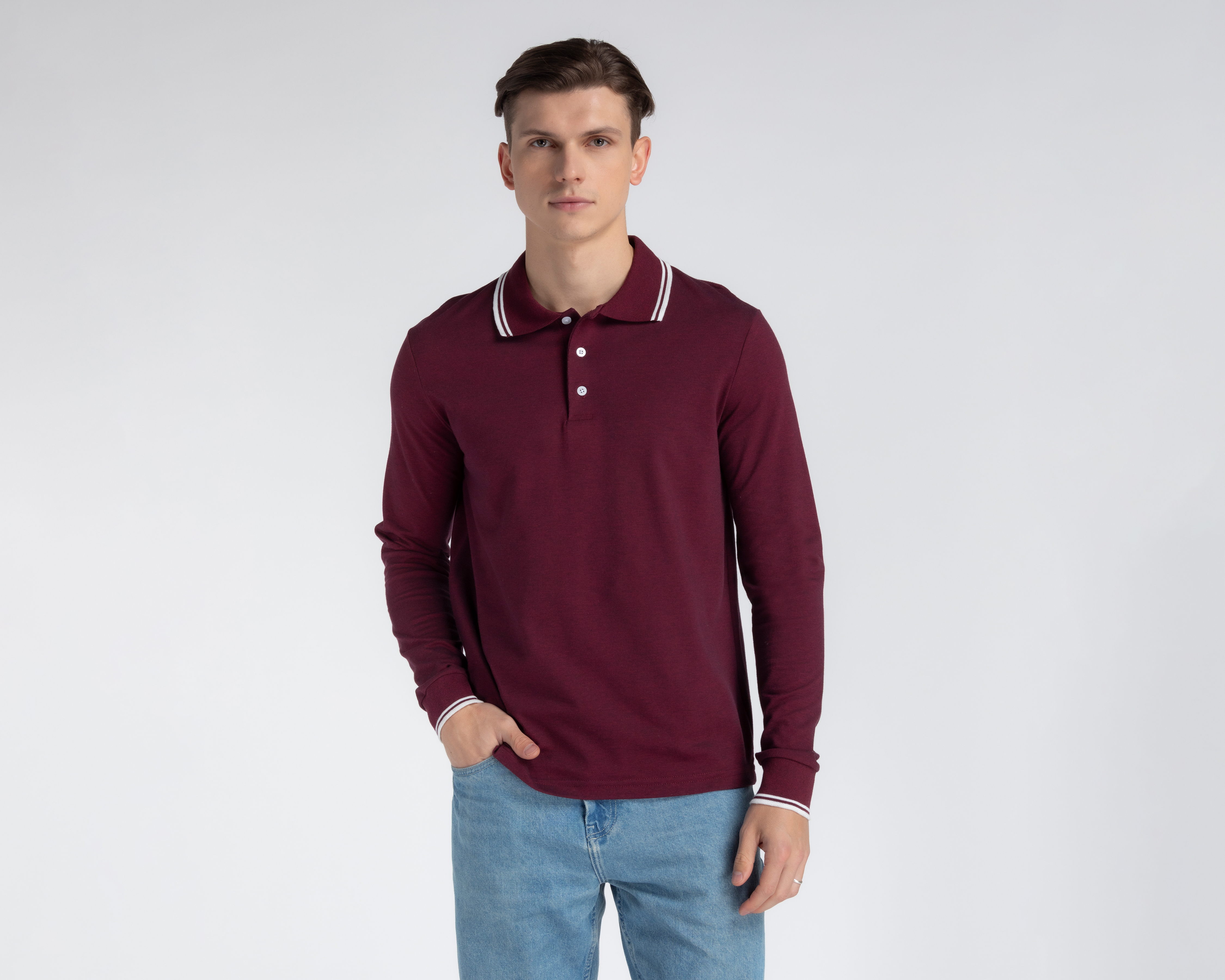 Foto 2 pulgar | Foto 1 | Playera Polo Refill Manga Larga Tinta para Hombre