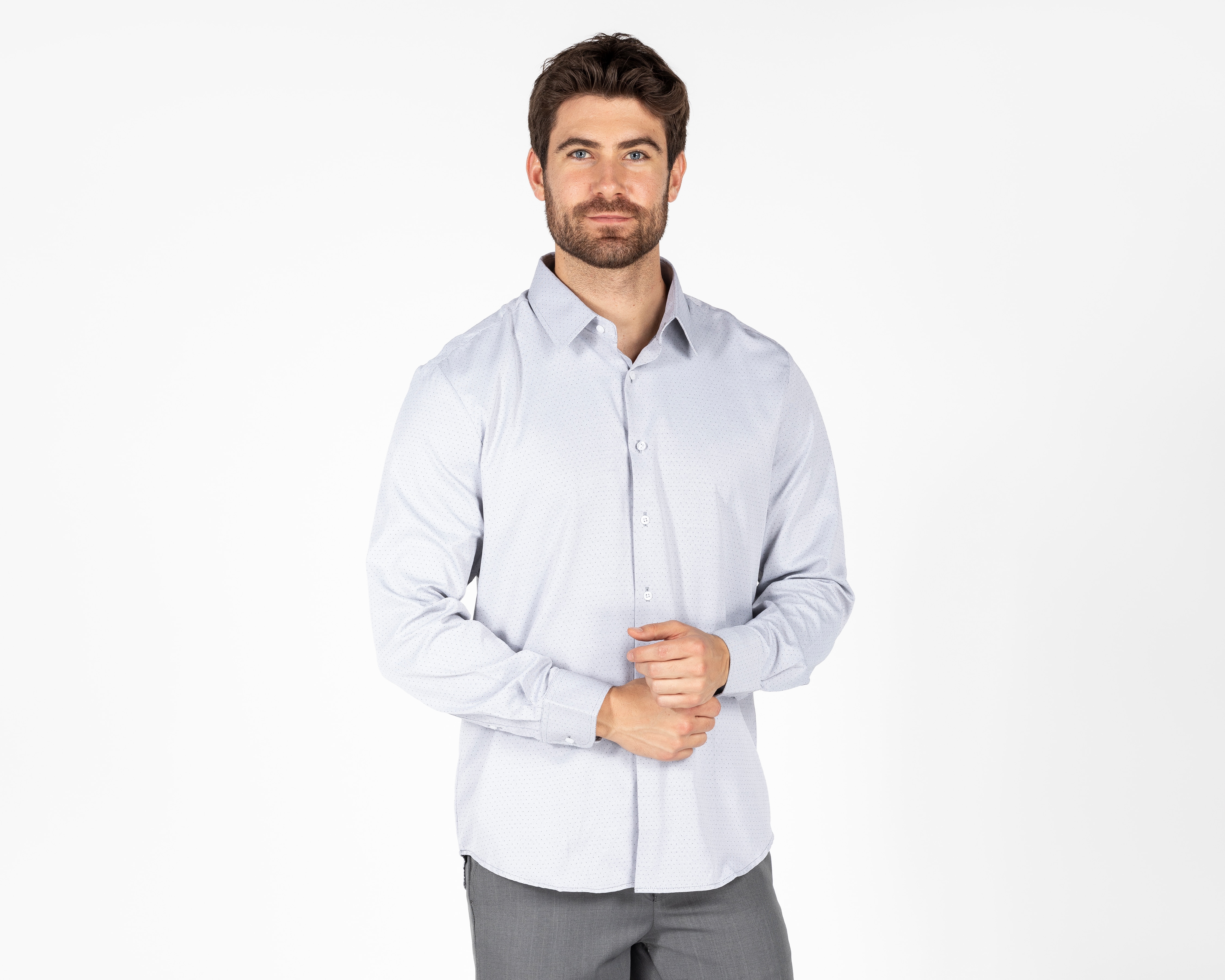 Camisa de Vestir Wall Street Manga Larga Cuello Americano
