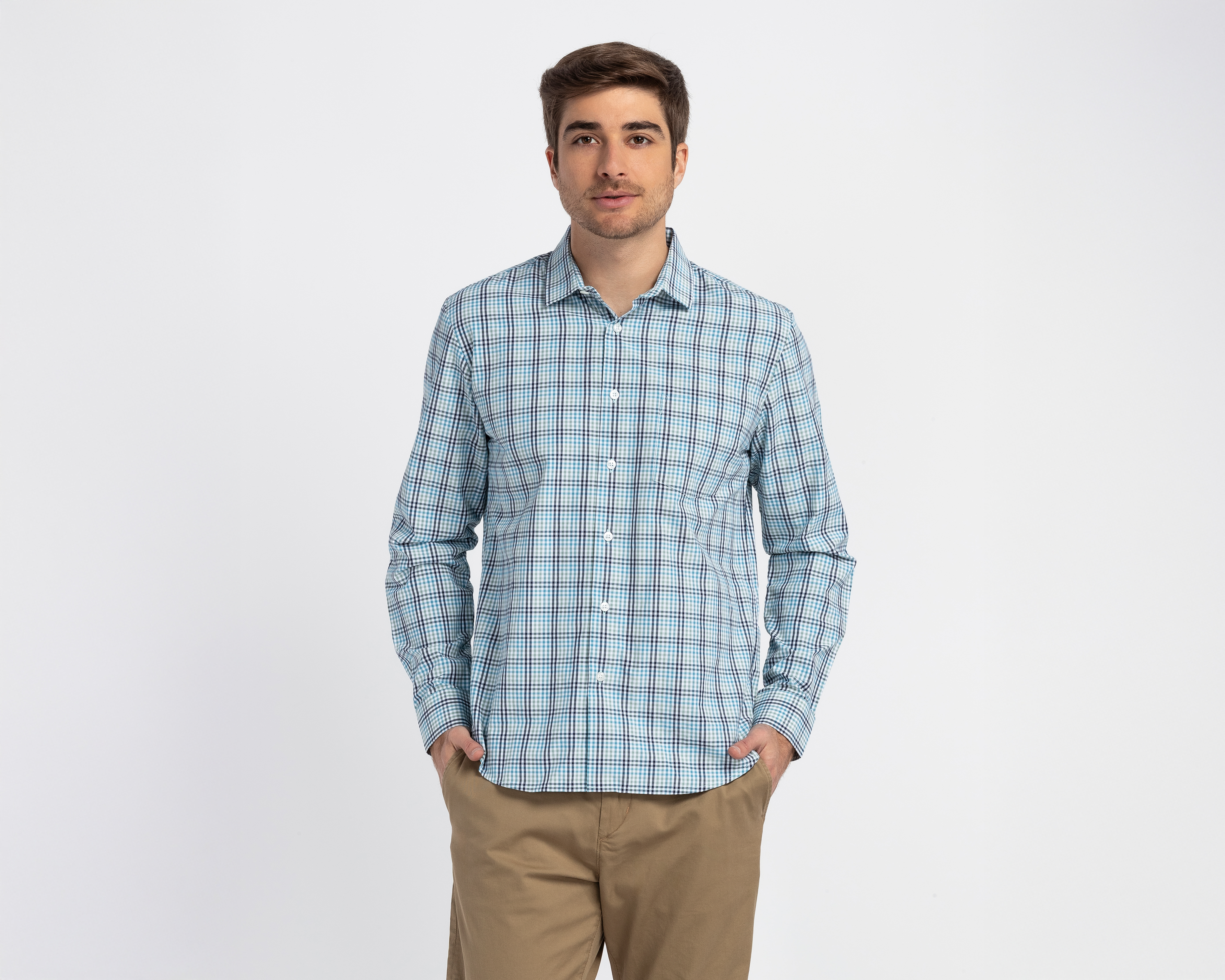 Foto 2 pulgar | Foto 1 | Camisa Casual Yale Regular a Cuadros