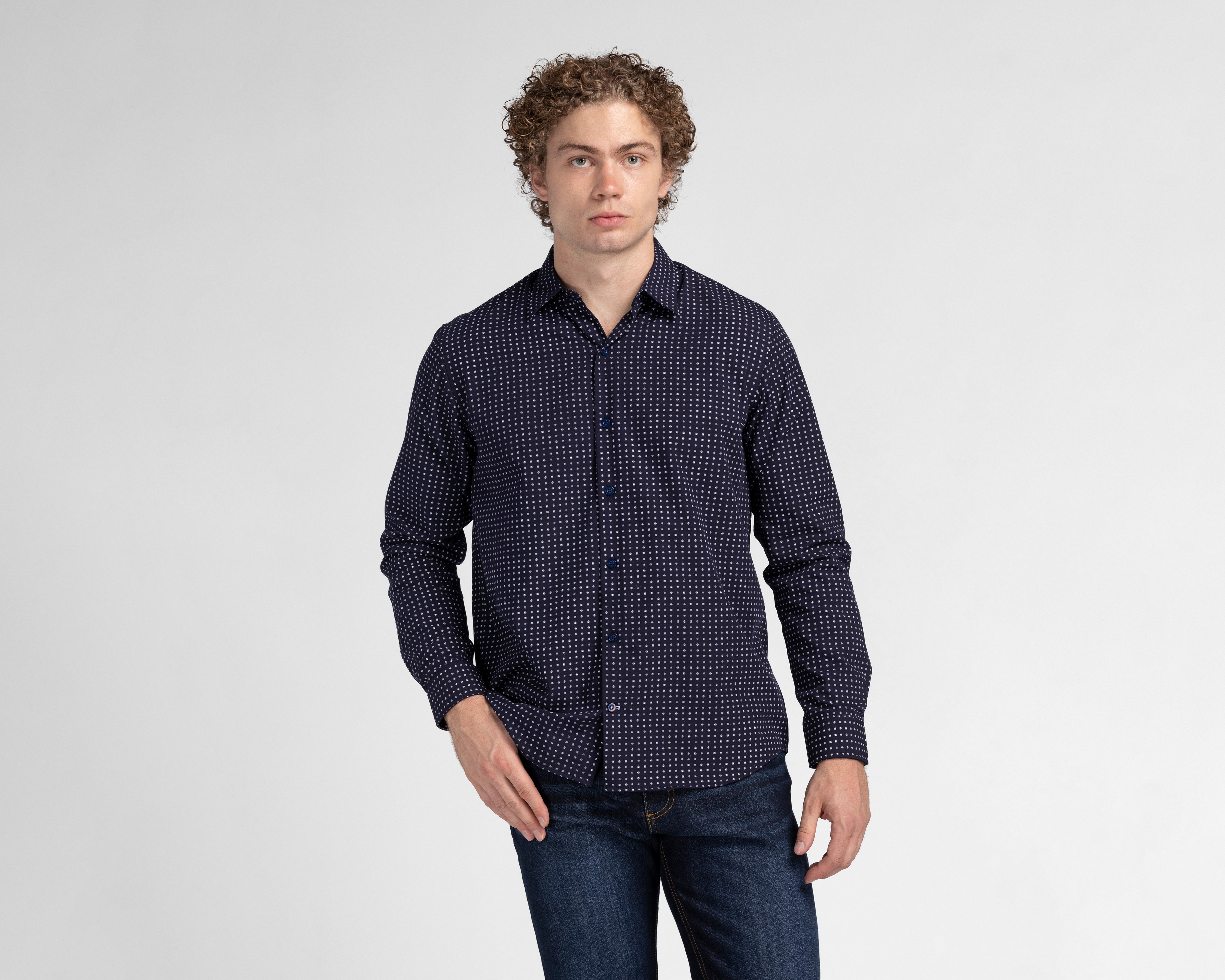 Foto 2 pulgar | Foto 1 | Camisa Casual Porto Sur Regular con Miniprint